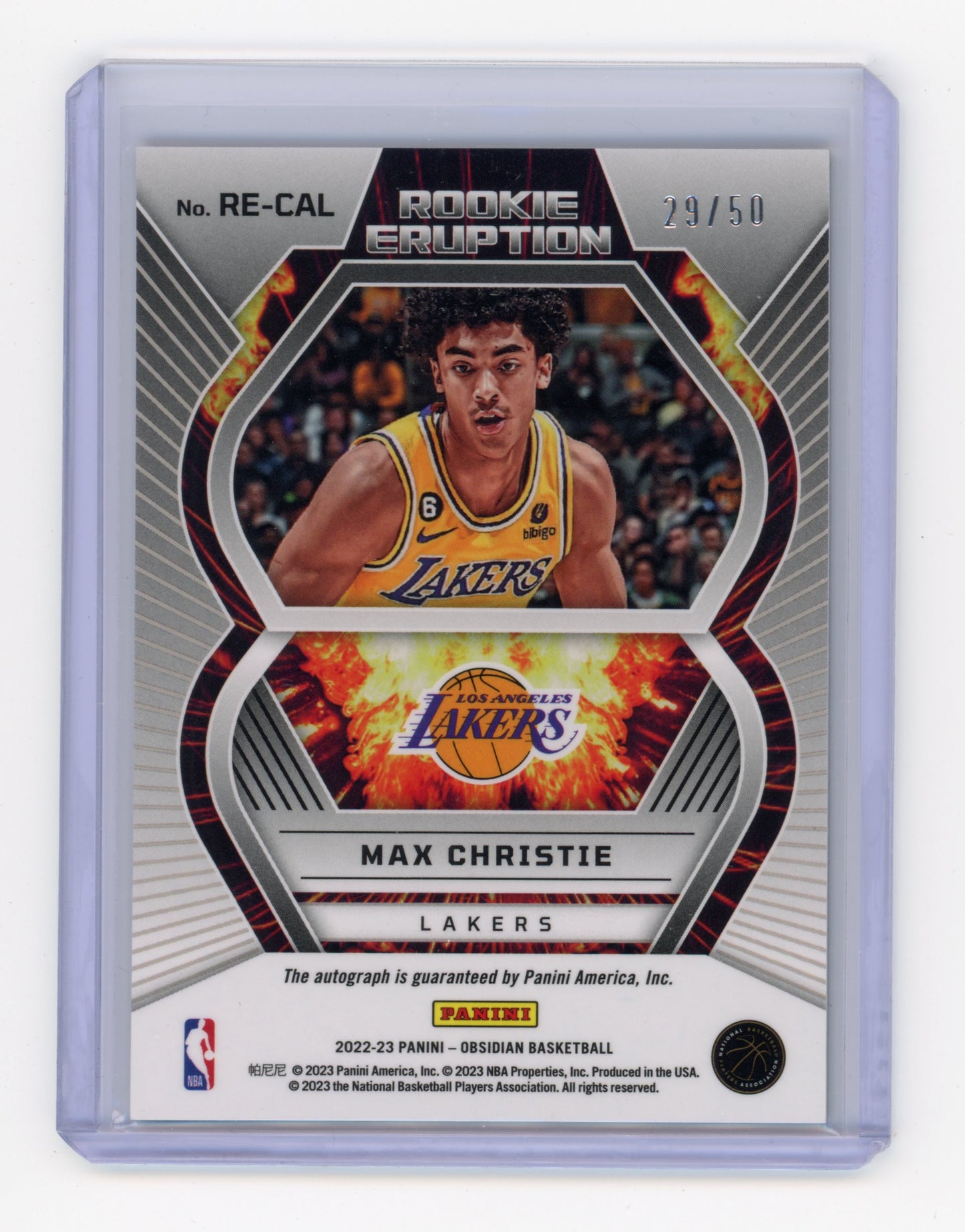 2022 Panini Obsidian Max Christie Rookie Eruption Auto Orange RC 29/50 #RE-CAL