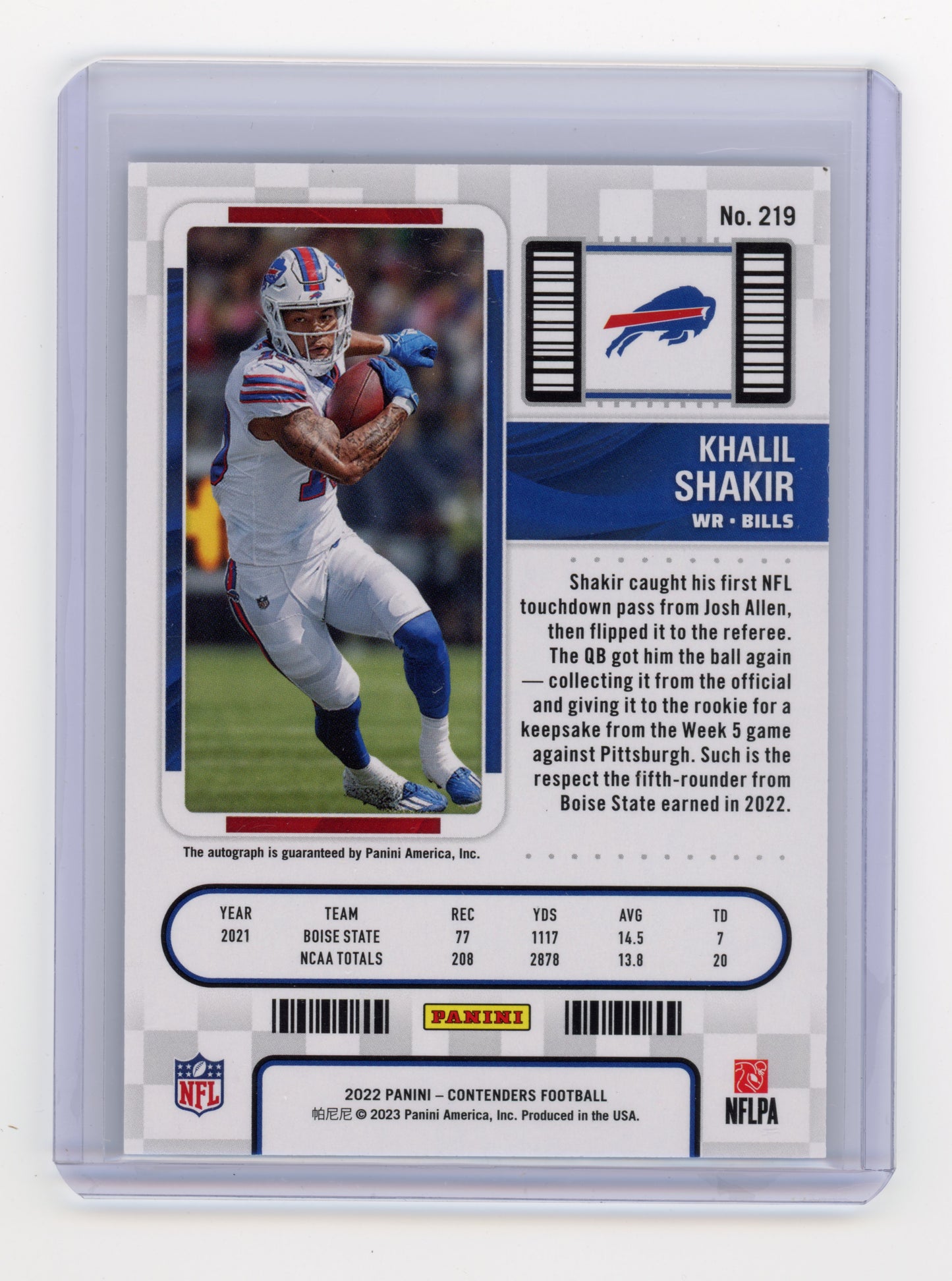 2022 Panini Contenders Khalil Shakir Rookie Ticket Autograph #219