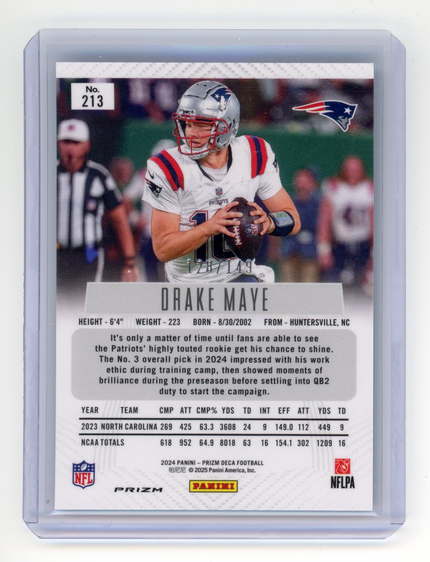2024 Panini Prizm Drake Maye Blue 128/149 #213