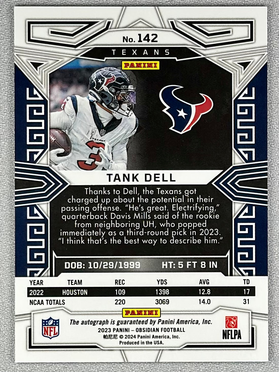 2023 Panini Obsidian Tank Dell Rookie Auto Asia #142 RC
