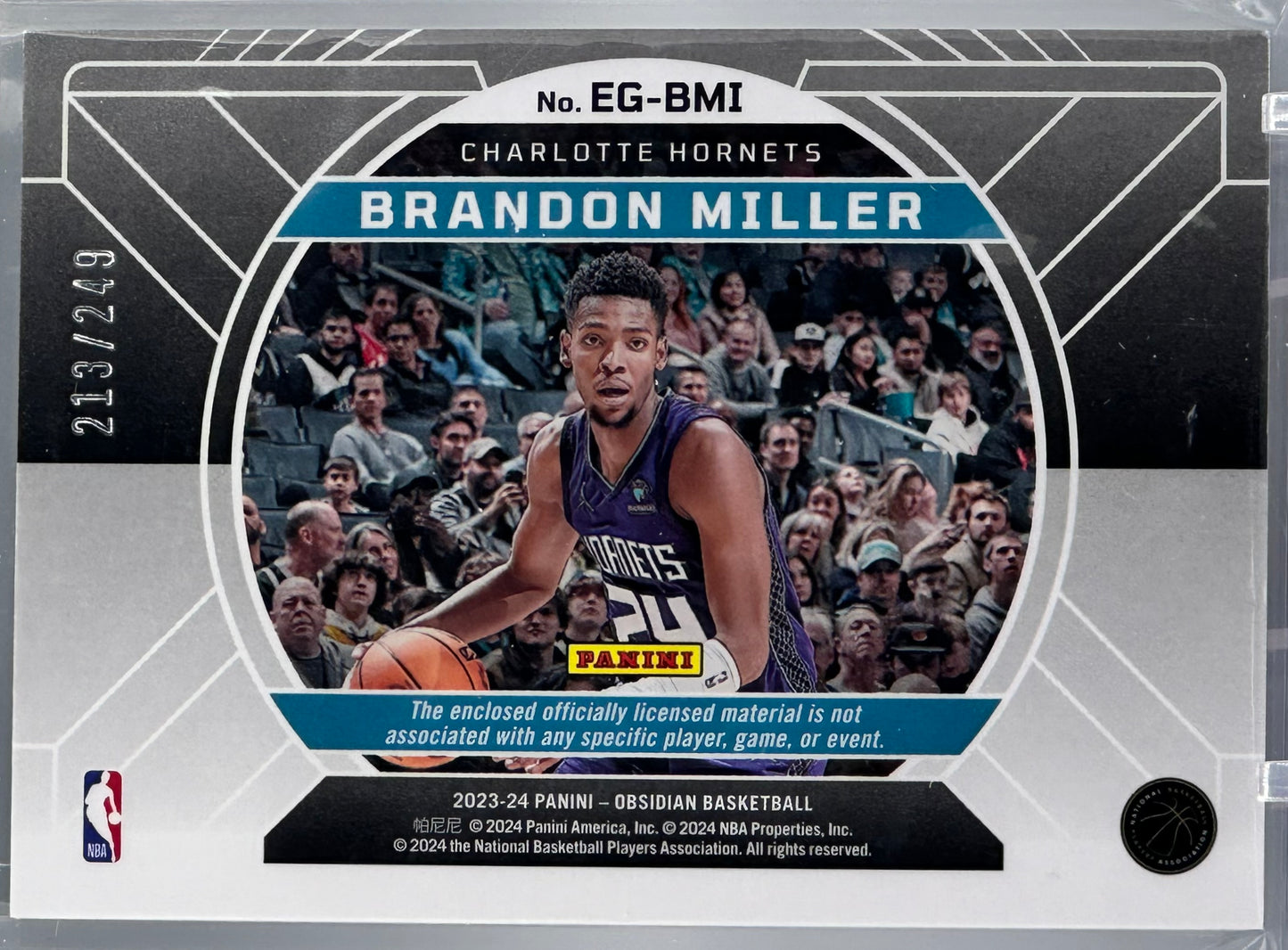 2023 Panini Obsidian Brandon Miller Equinox Gear /249 #EG-BMI