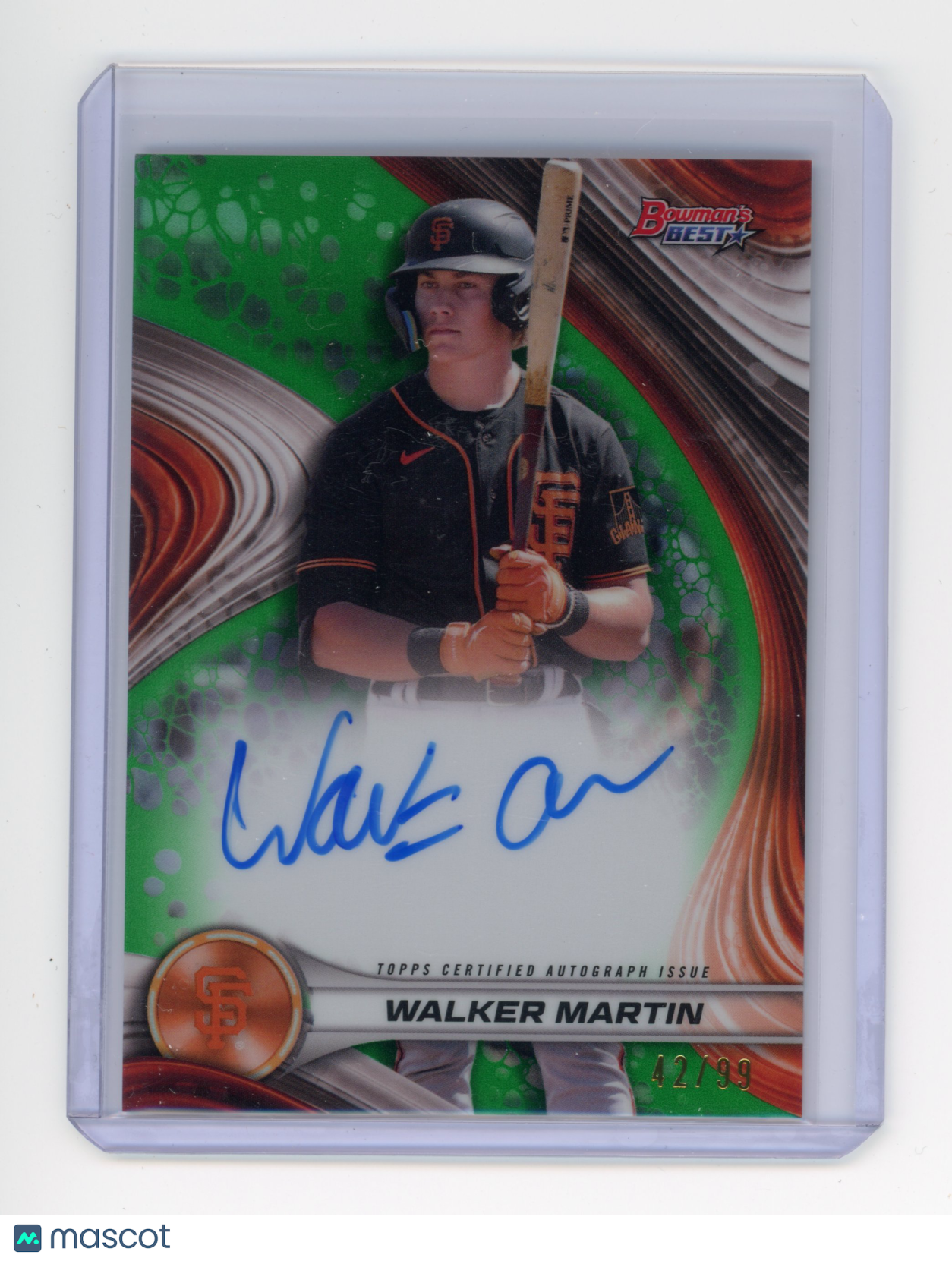 2024 Topps Bowman's Best Walker Martin Best of 2024 Autograph Green /99 #B24-WM