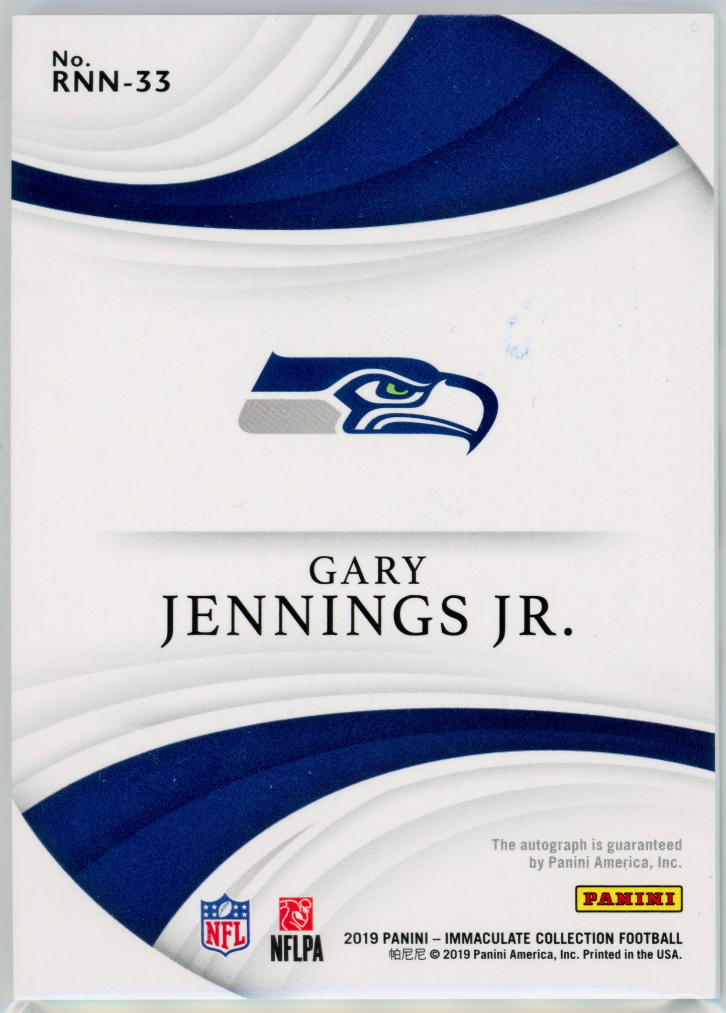 2019 Panini Immaculate Gary Jennings Jr. Rookie Nameplate Notability /8 #RNN-33