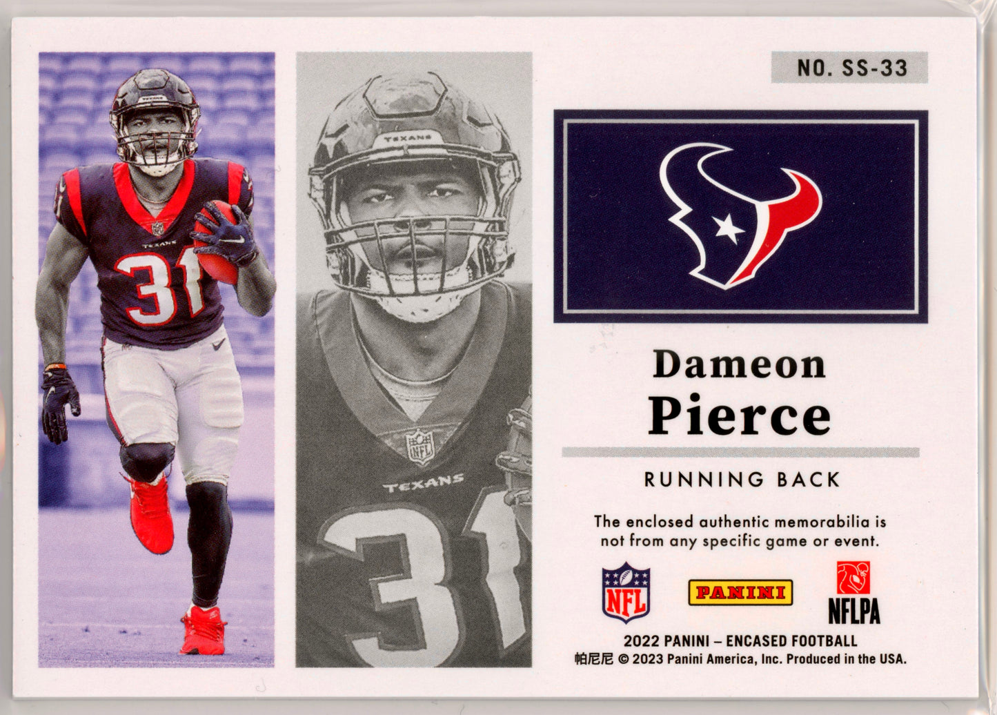 2022 Panini Encased Dameon Pierce Substantial Rookie Swatches Sapphire /50