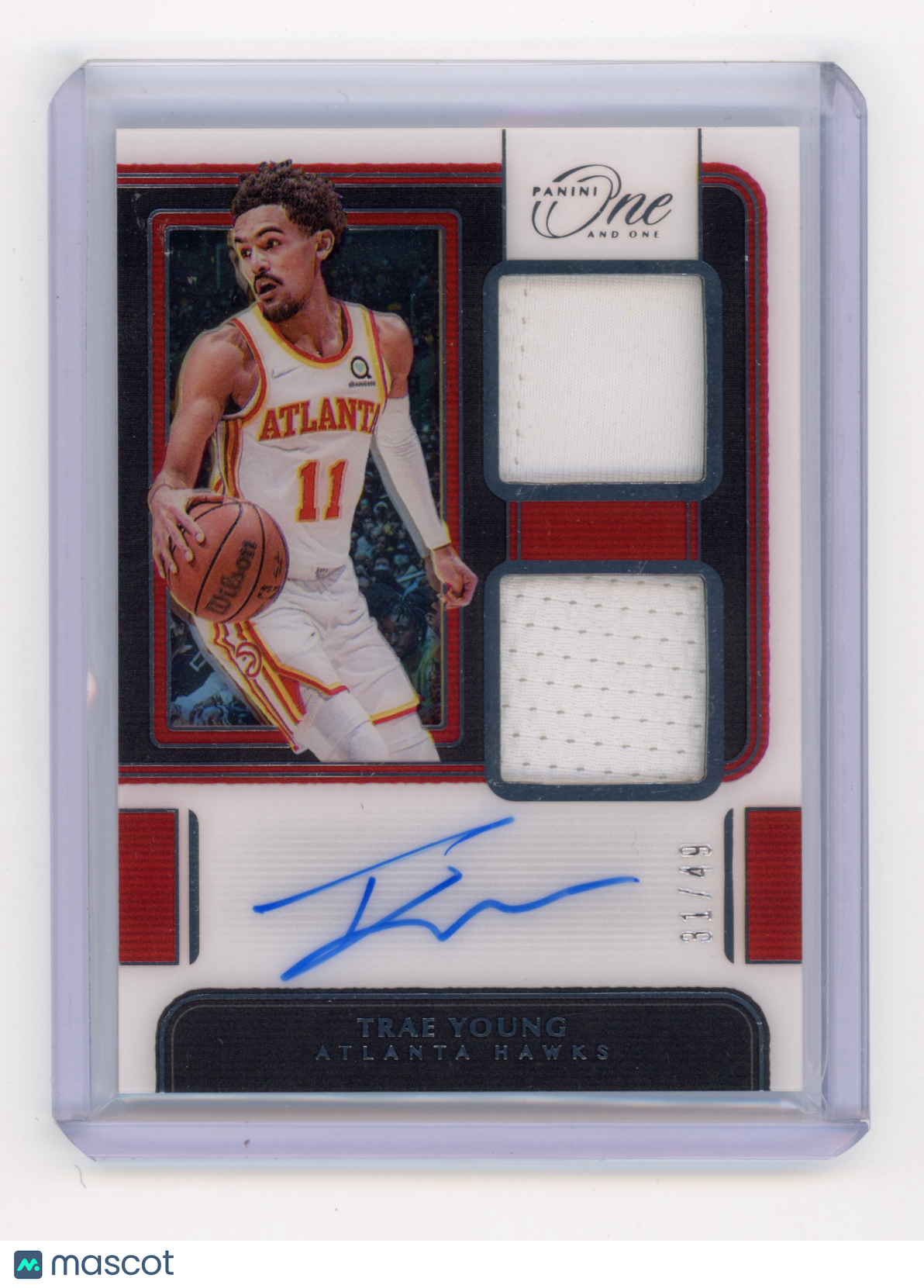 2021 Panini One and One Trae Young Dual Jersey Autograph /49 #DJ-TYG