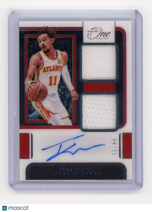 2021 Panini One and One Trae Young Dual Jersey Autograph /49 #DJ-TYG