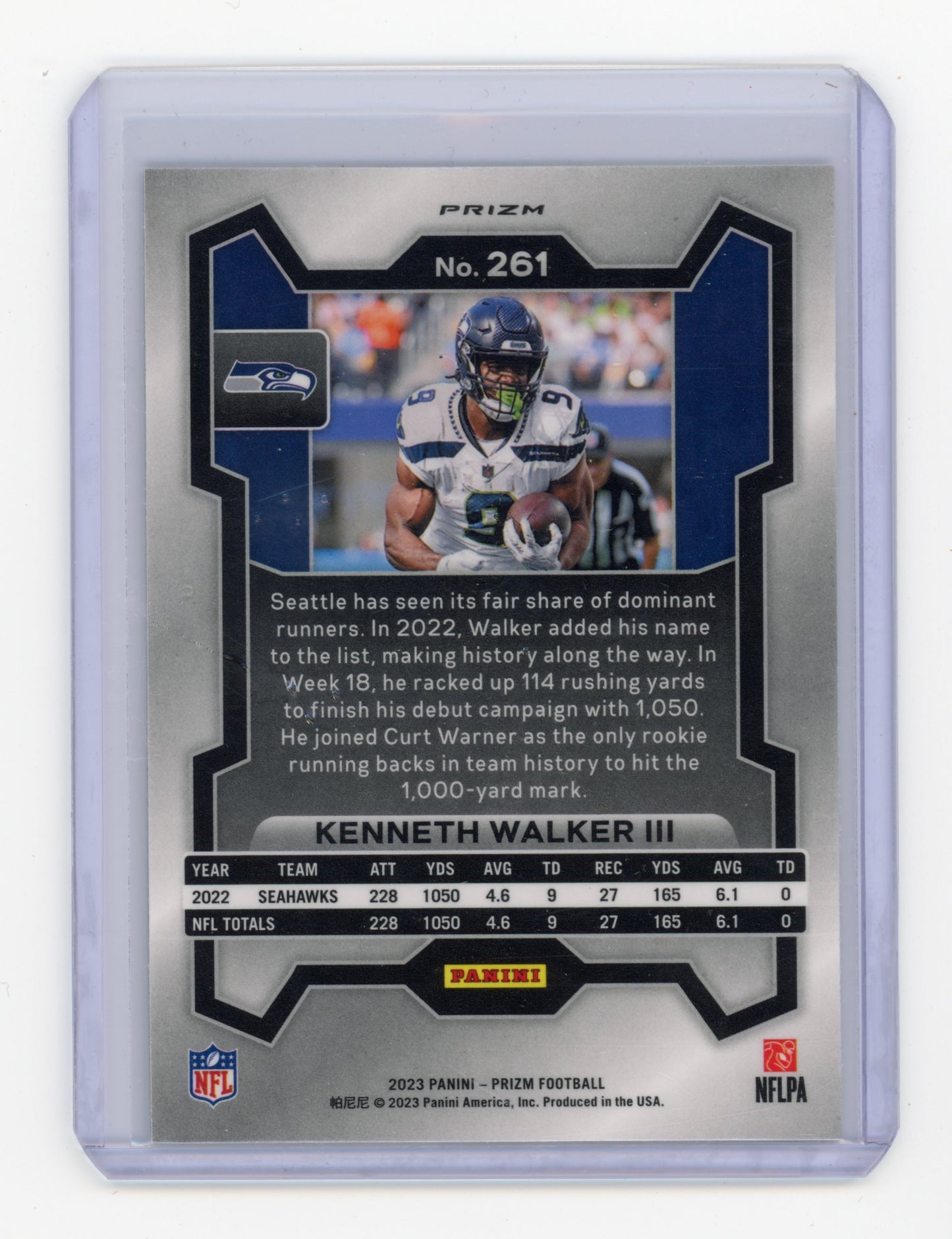 2023 Panini Prizm Kenneth Walker III White Sparkle #261