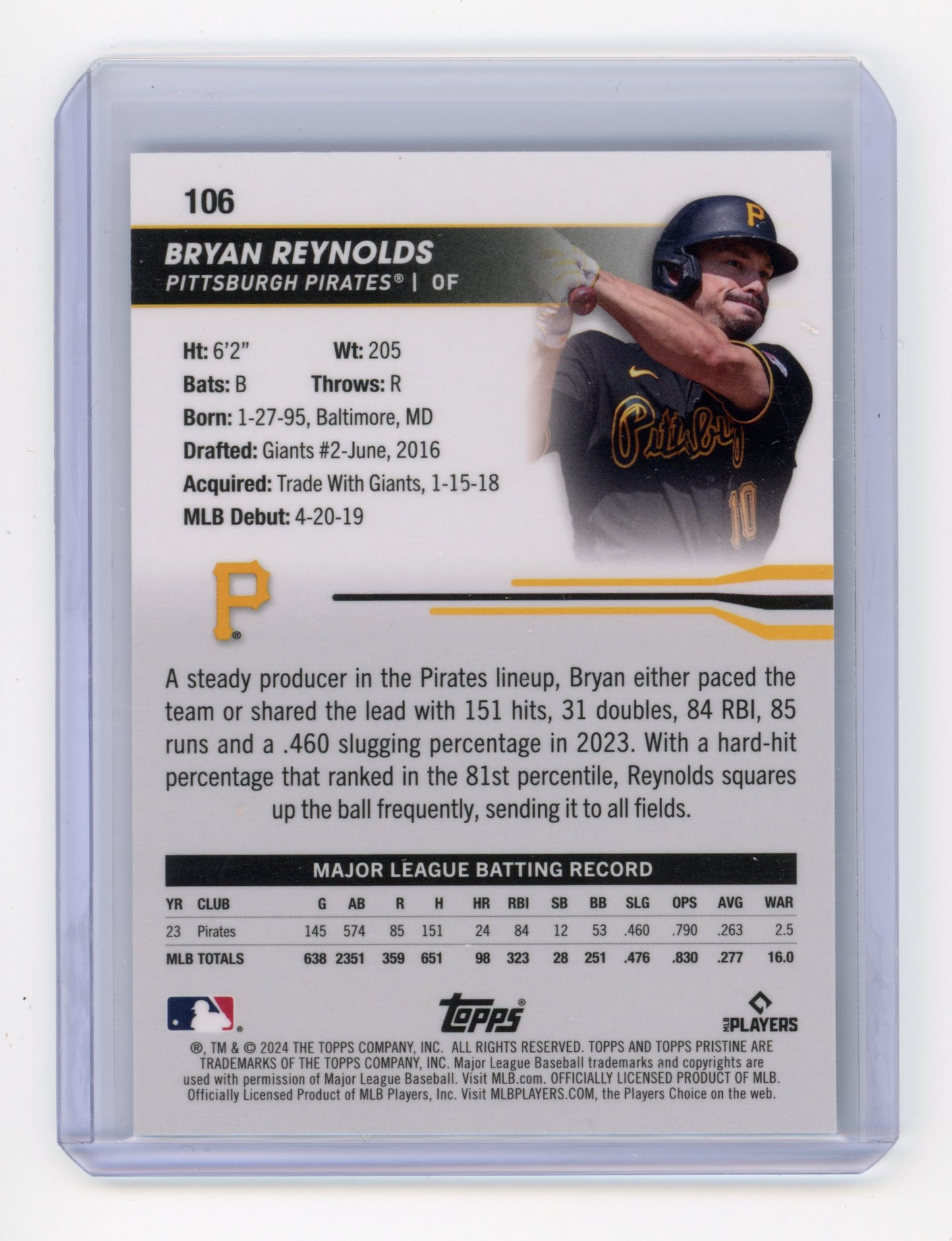 2024 Topps Pristine Bryan Reynolds Purple /99 #106