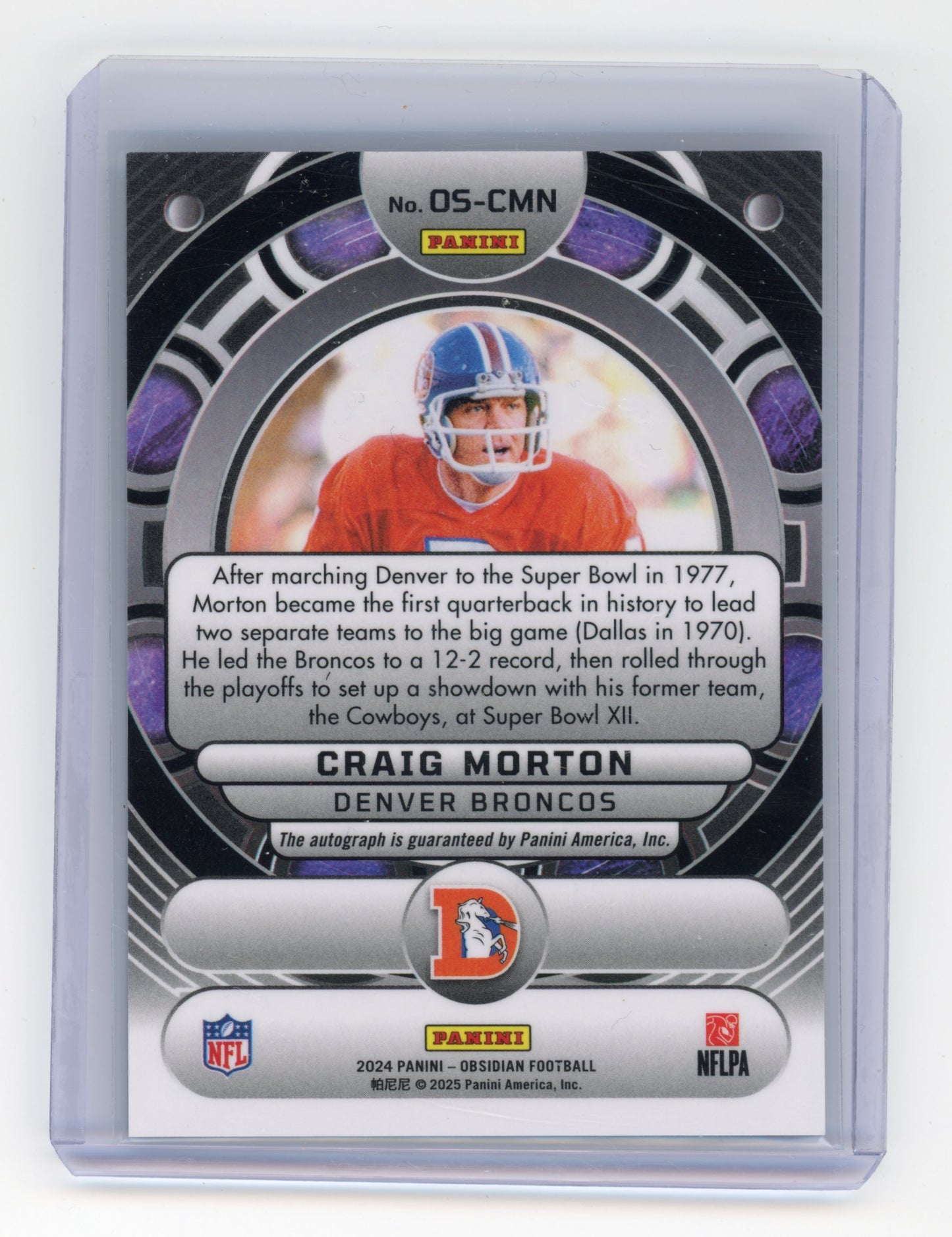 2024 Panini Obsidian Craig Morton Orbital Signature #0S-CMN