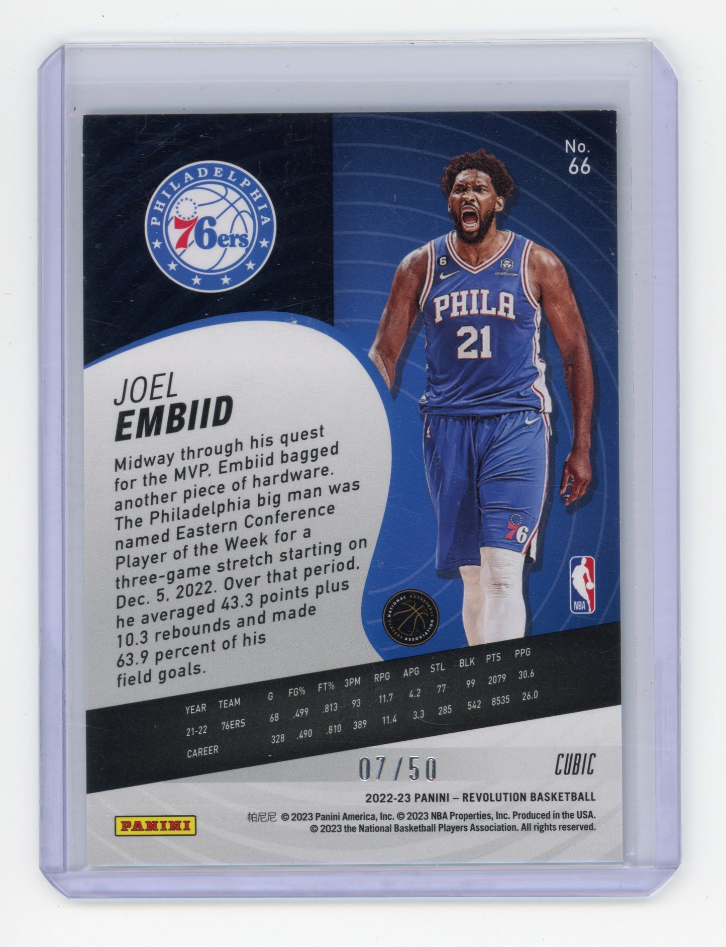 2022 Panini Revolution Joel Embiid Cubic 07/50 #66