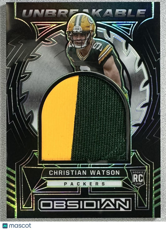 2022 Panini Obsidian Christian Watson Unbreakable Materials Green /50 RC