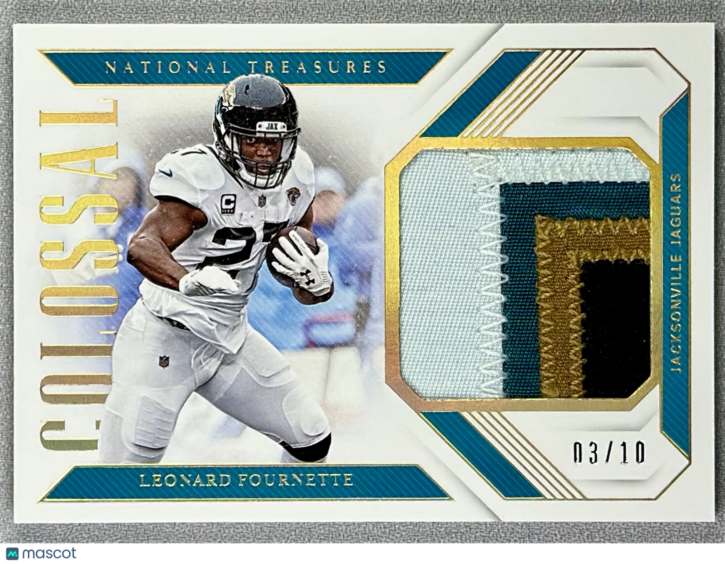 2018 Panini National Treasures Leonard Fournette Colossal Holo Gold Prime /10