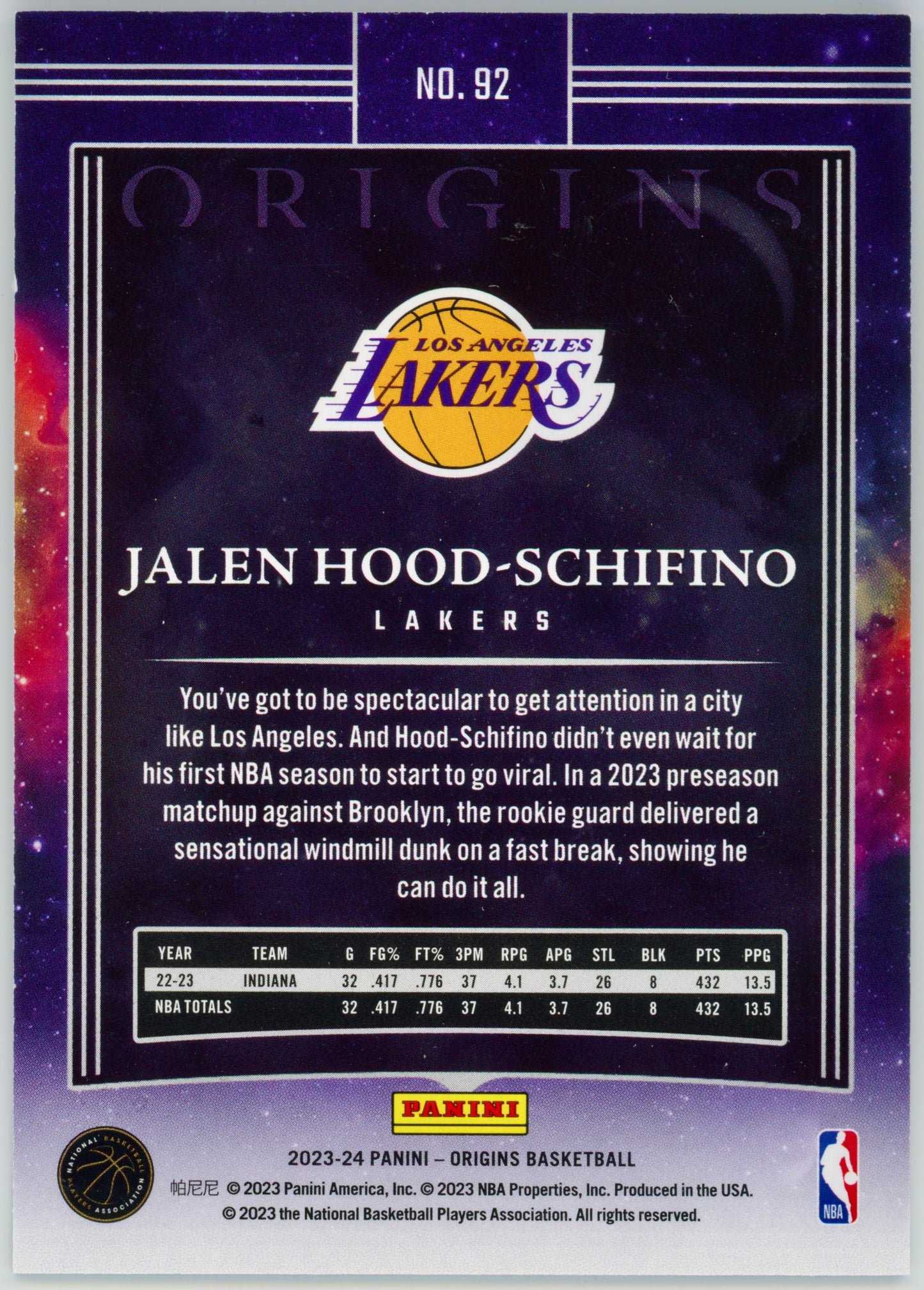 2023 Panini Origins Jalen Hood-Schifino Tessellated #92