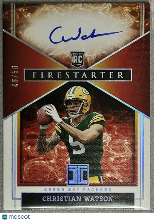 2022 Panini Impeccable Christian Watson Firestarter Auto /50 #FIR-CWA