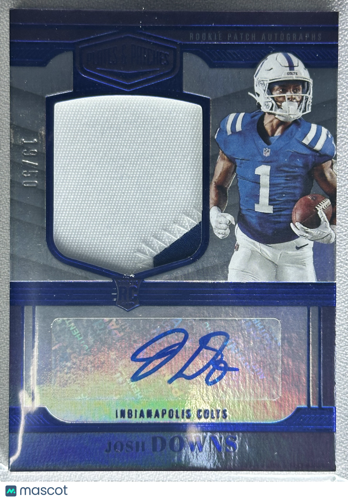 2023 Panini Plates & Patches Josh Downs RPA Blue /50 #RPA-25