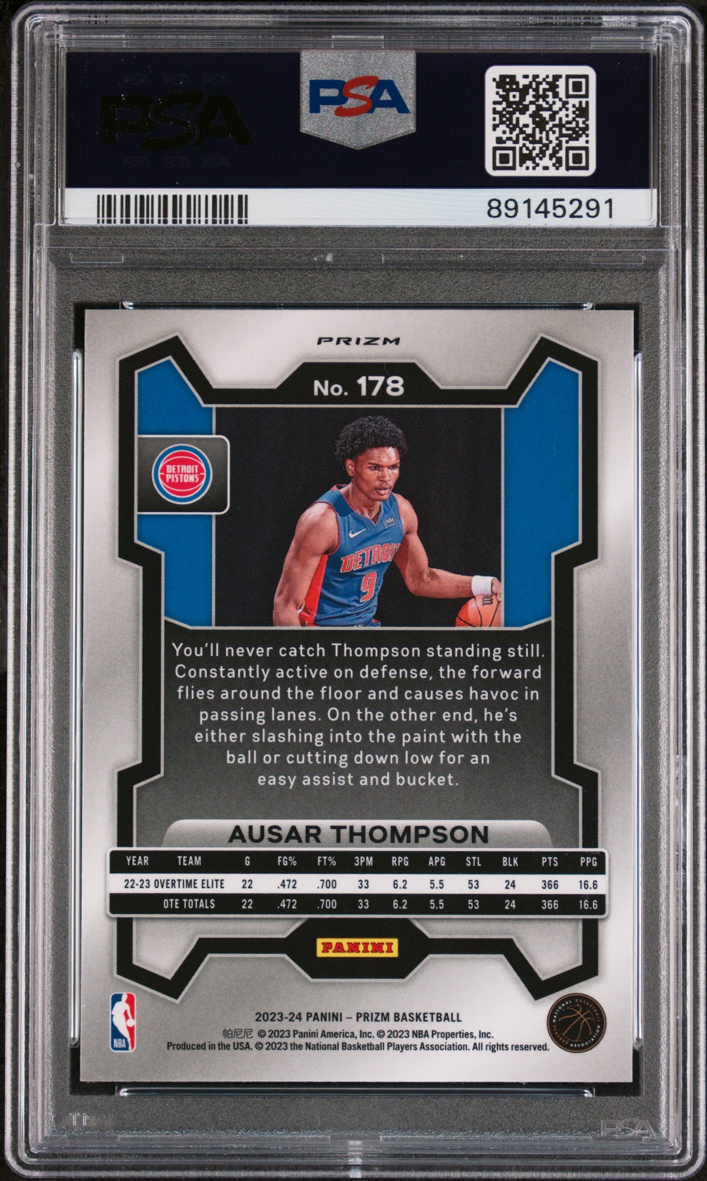 2023 Panini Prizm Ausar Thompson Hyper #178 RC PSA 10