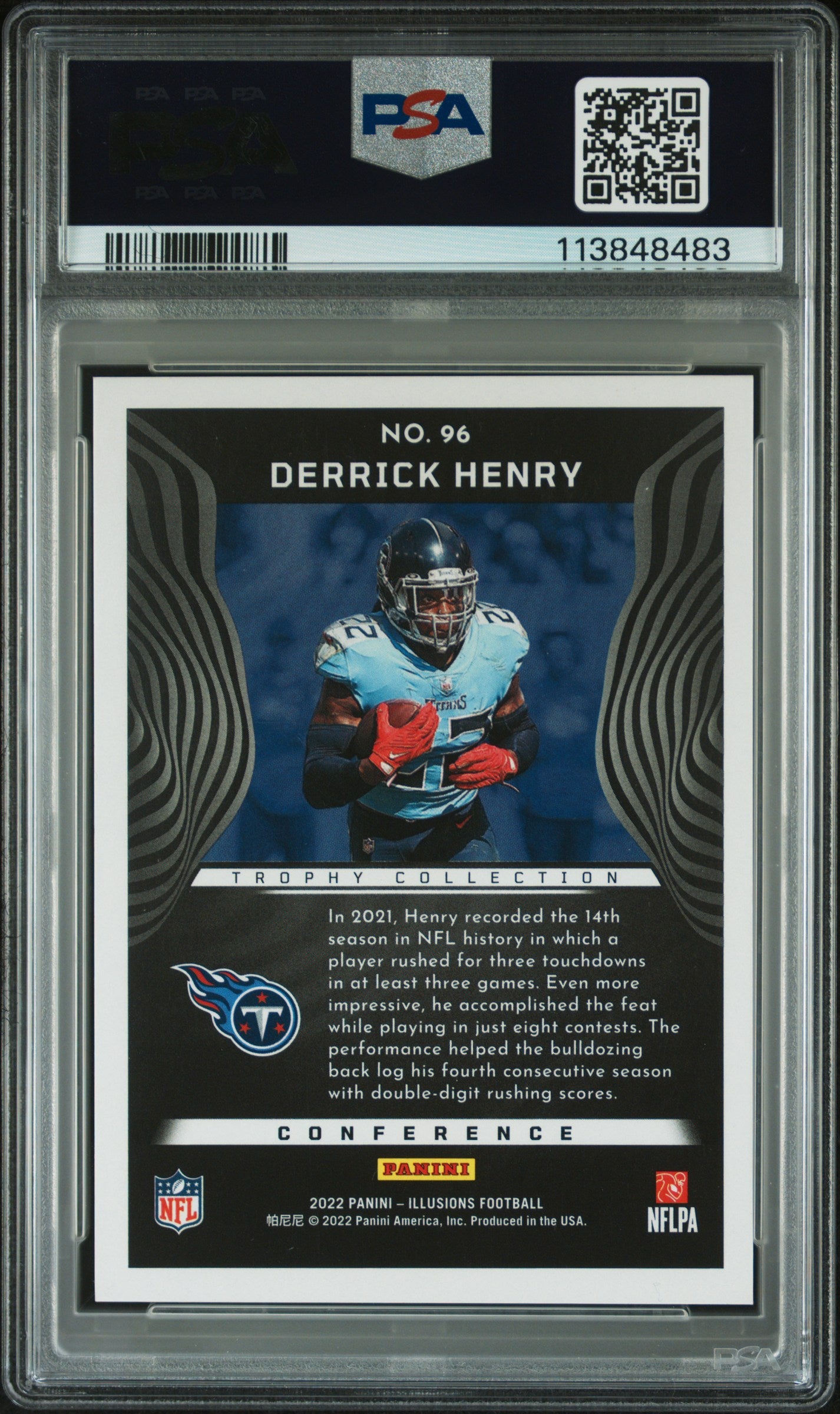2022 Panini Illusions Derrick Henry Conference Wild Card Trophy Co 4/5 #96 PSA 9