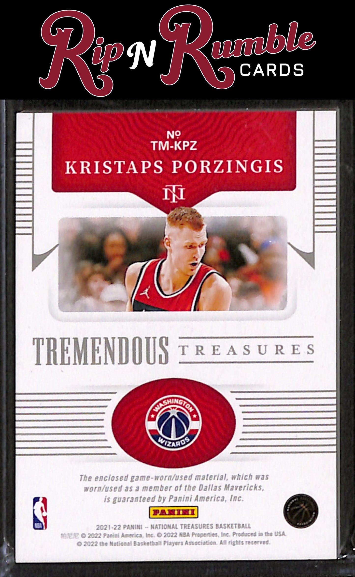 2021-22 Panini National Treasures Kristaps Porzingis Tremendous Treasures /99