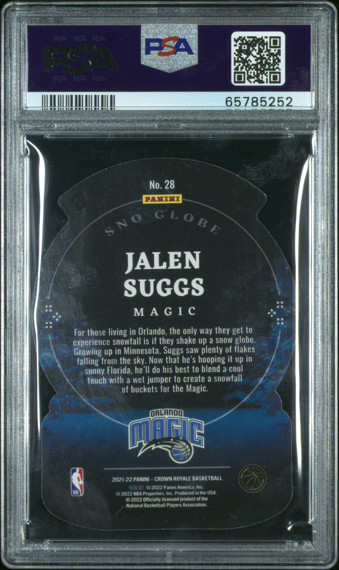 2021 Panini Crown Royale Jalen Suggs Sno Globe Gold /10 #28 PSA 9
