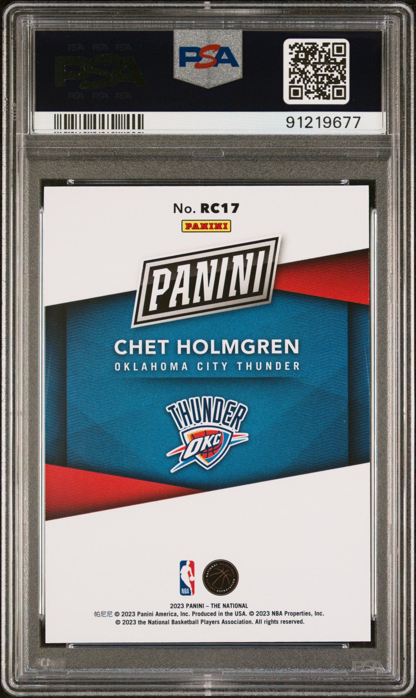 2023 Panini National Silver Packs Chet Holmgren Rookies /499 #17 RC PSA 9