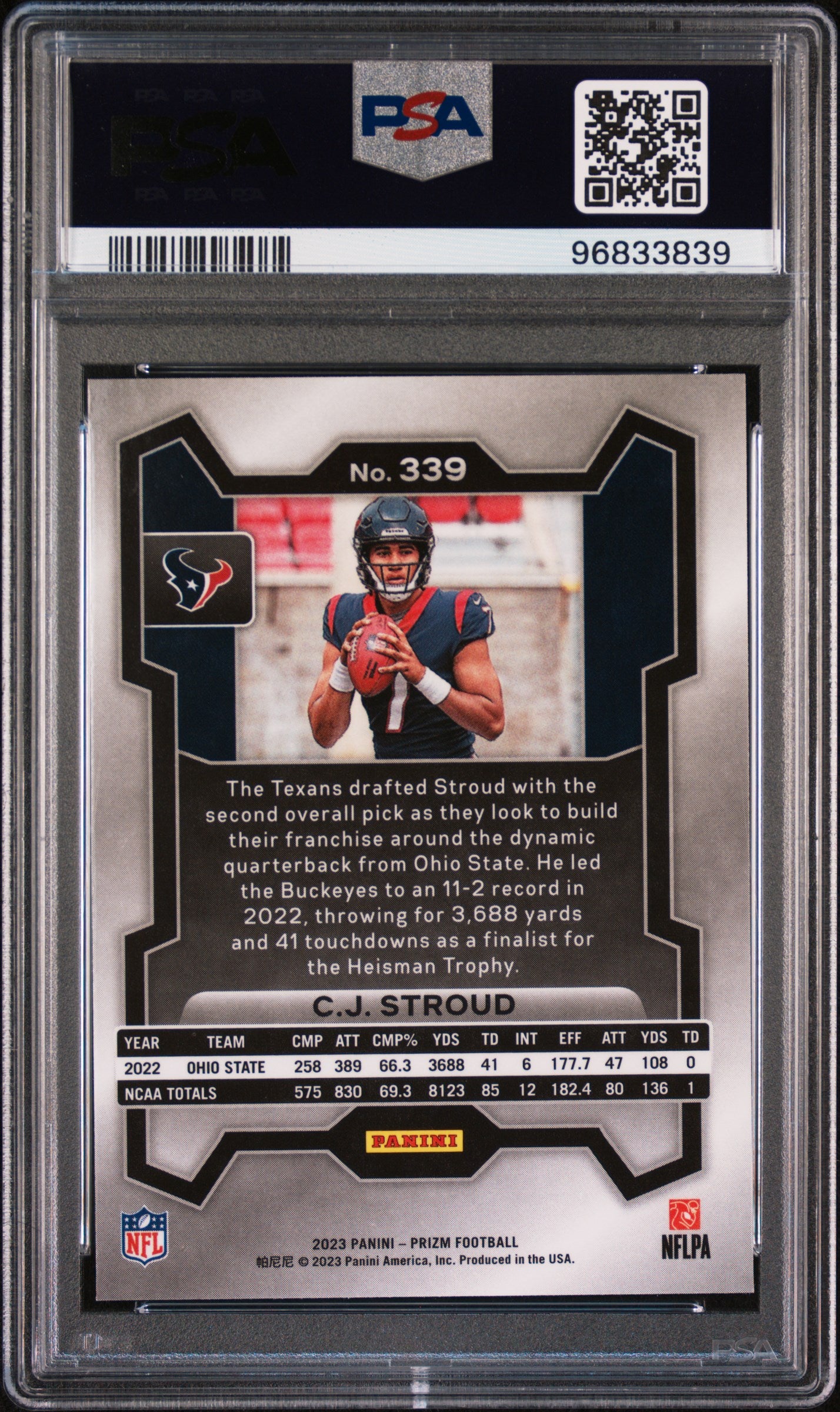 2023 Panini Prizm CJ Stroud #339 PSA 9