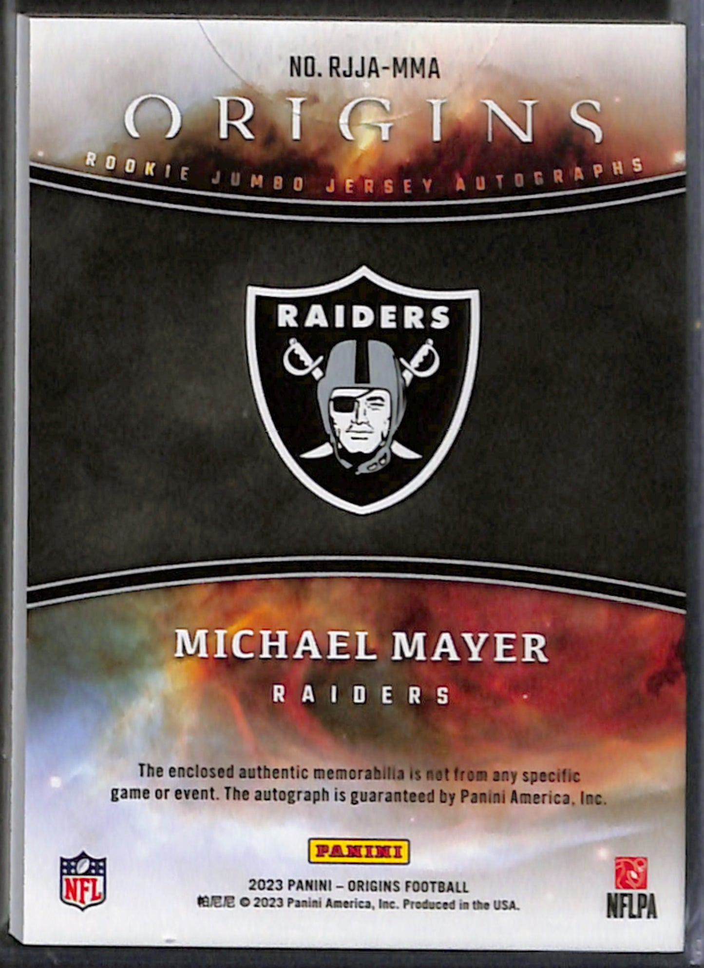 2023 Panini Origins Michael Mayer Rookie Jumbo Jersey Autographs #RJJA-MMA