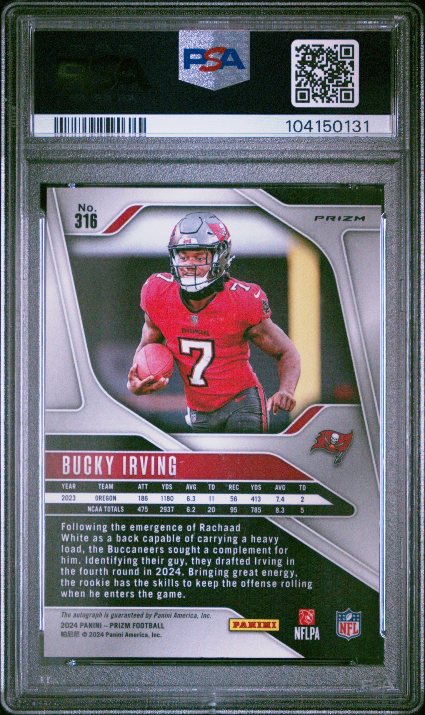 2024 Panini Prizm Bucky Irving Rookie Autograph #316 RC PSA 9