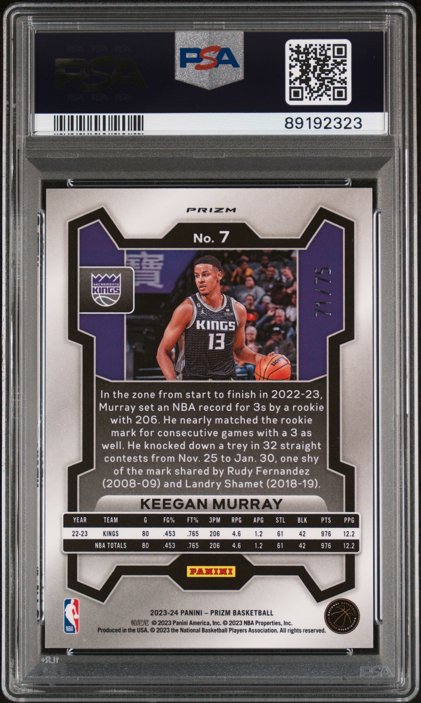 2023 Panini Prizm Keegan Murray Red Power /75 #7 PSA 10