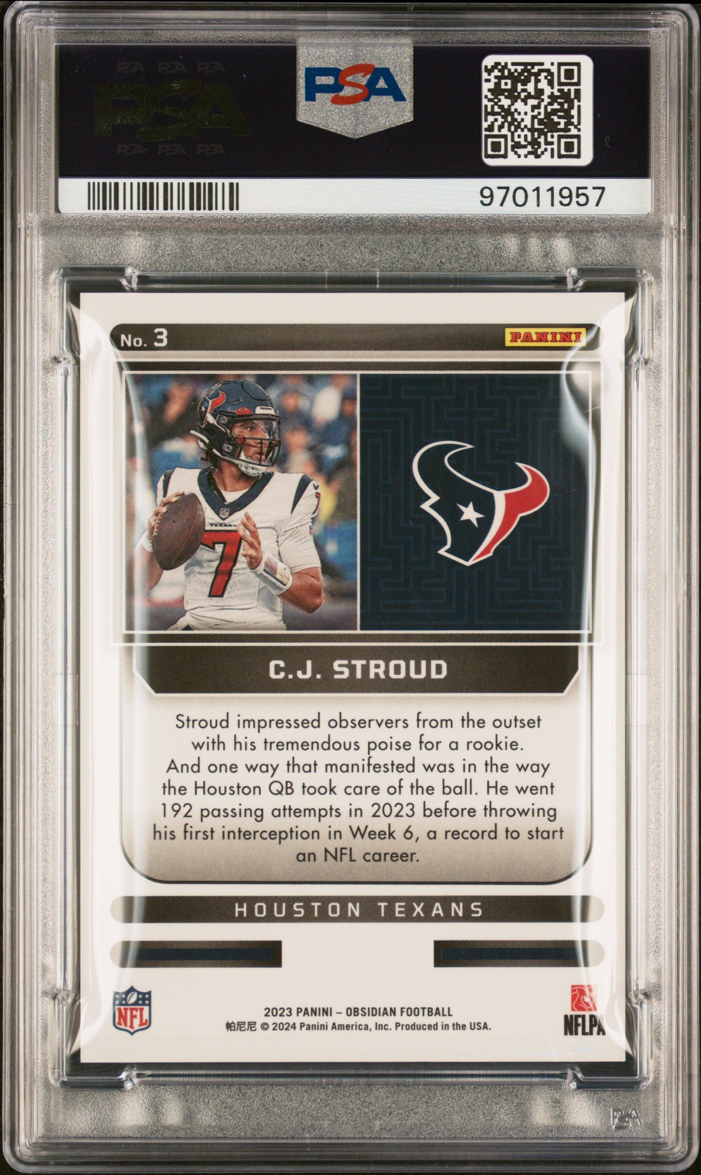 2023 Panini Obsidian CJ Stroud Supernova Asia Red Flood #3 PSA 9