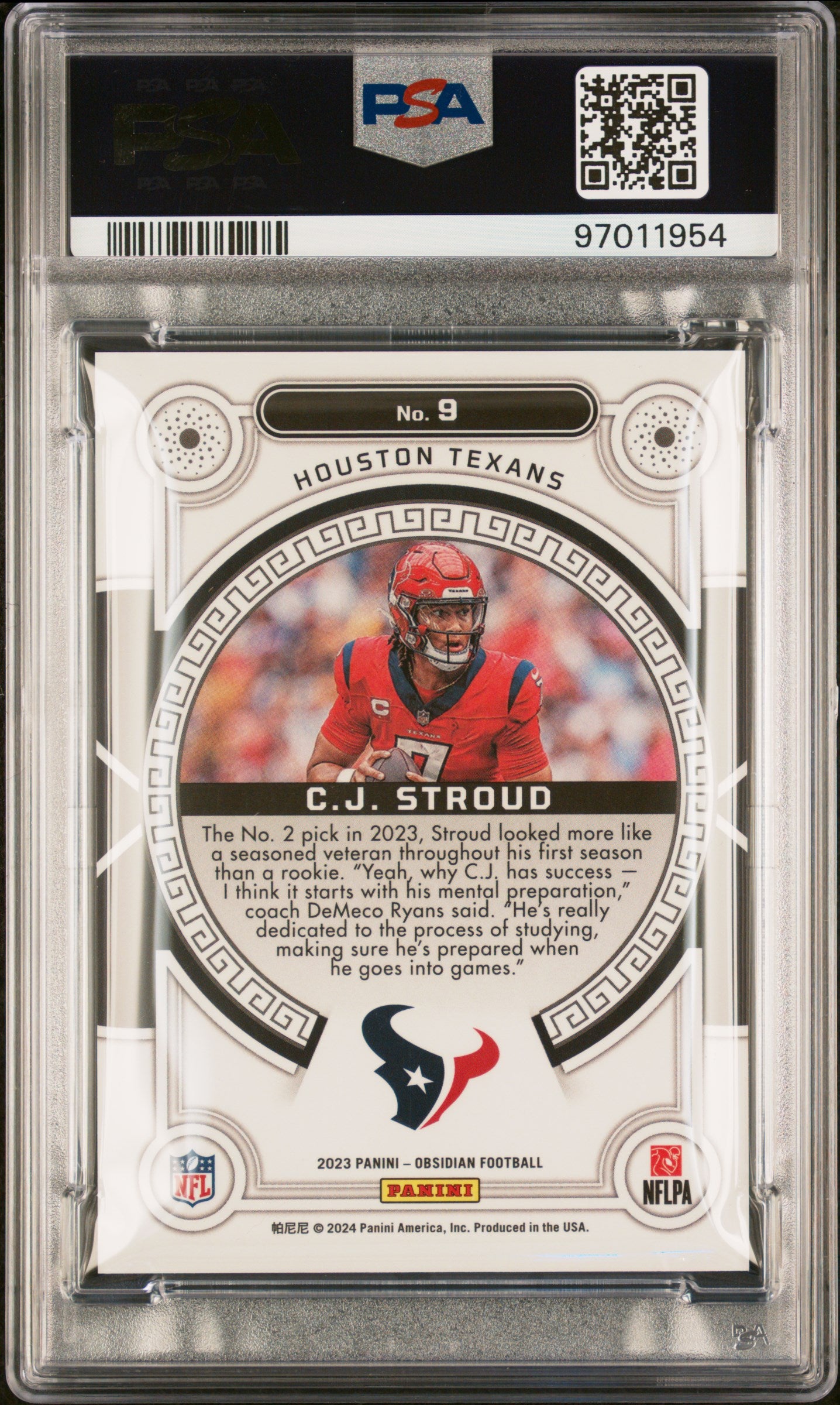 2023 Panini Obsidian CJ Stroud Orbital Asia Red Flood #9 PSA 8