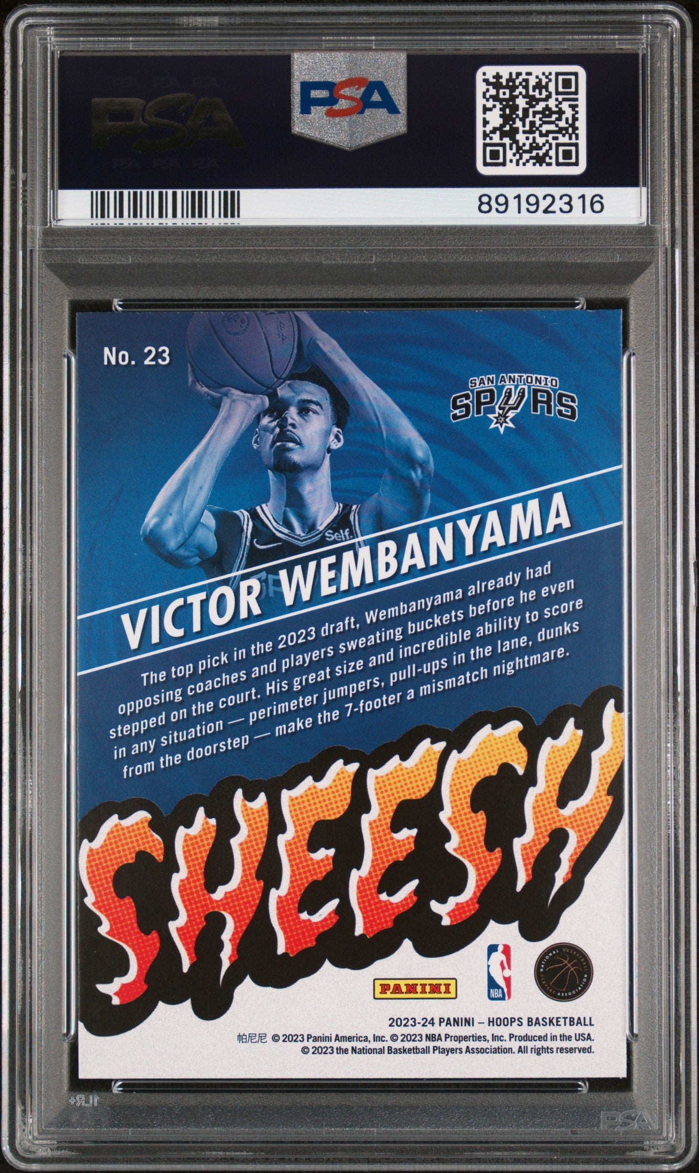2023 Panini NBA Hoops Victor Wembanyama Sheesh RC #23 PSA 10