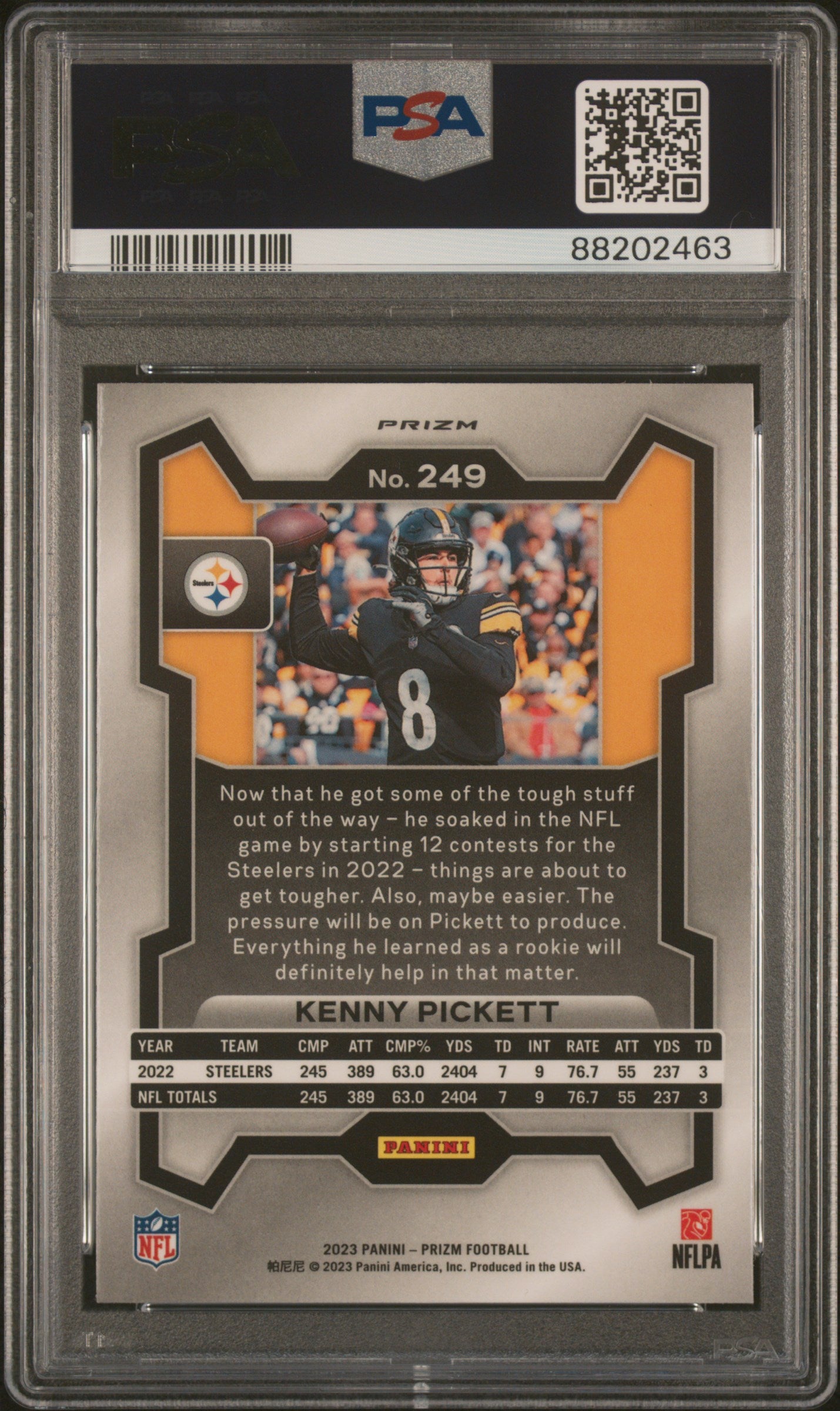 2023 Panini Prizm Kenny Pickett White Sparkle #249 PSA 9
