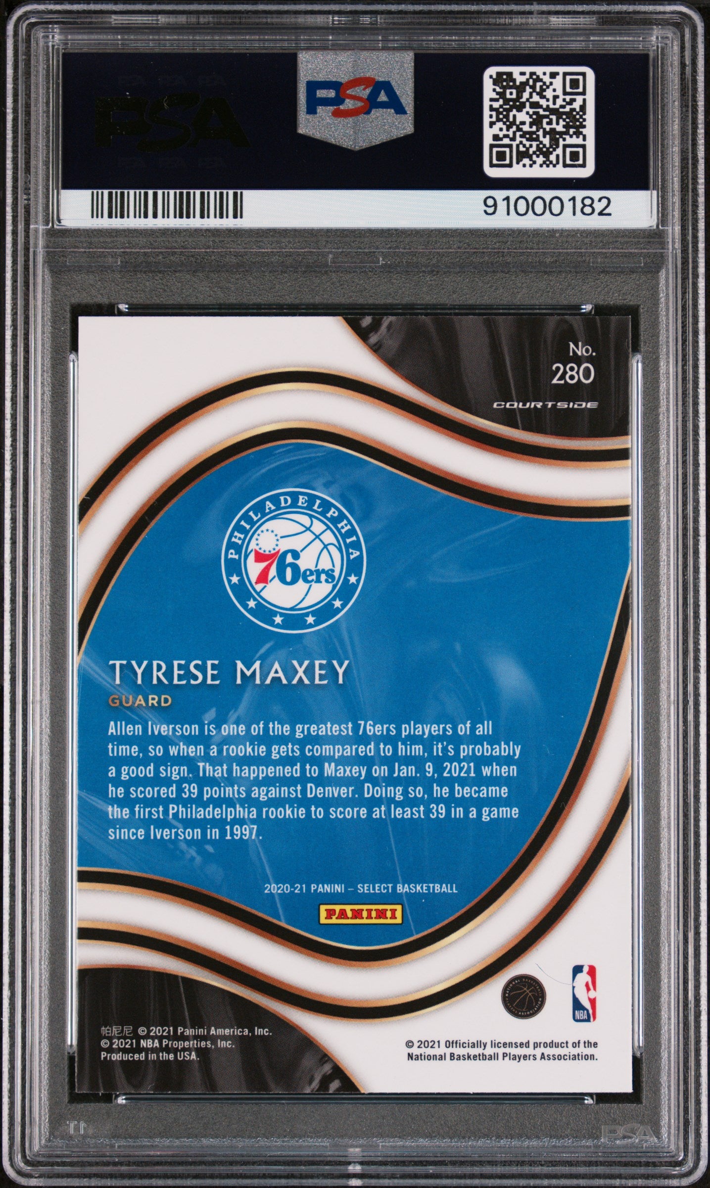 2020 Panini Select Tyrese Maxey Blue Retail #280 RC PSA 10