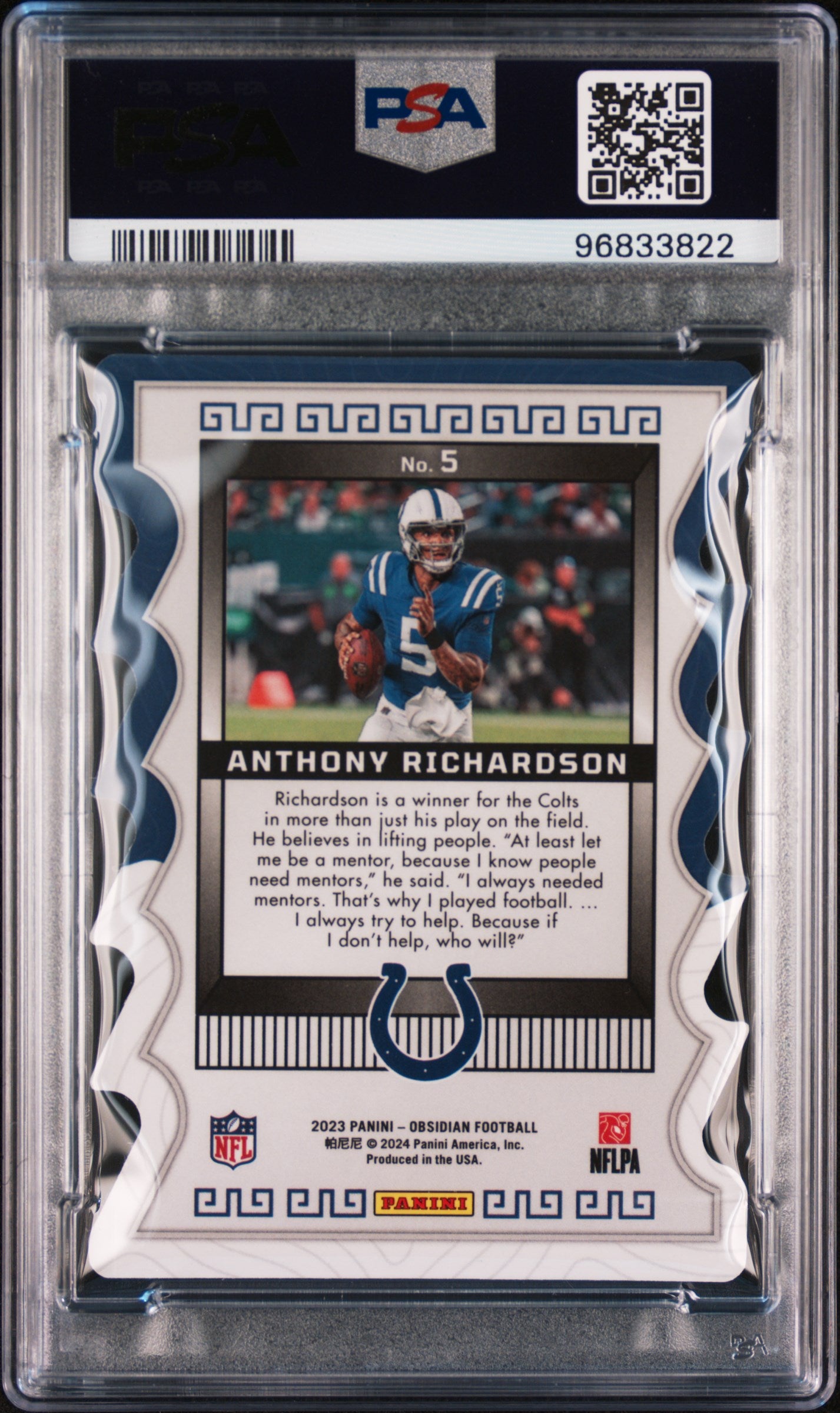 2023 Panini Obsidian Mist Anthony Richardson RC #5 PSA 10