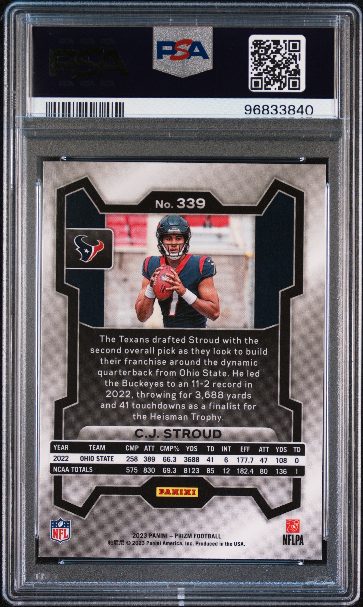 2023 Panini Prizm CJ Stroud #339 PSA 9
