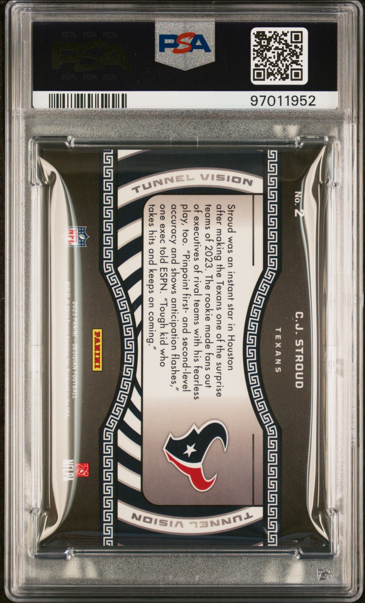 2023 Panini Obsidian CJ Stroud Tunnel Vision Asia Red Flood #2 PSA 8