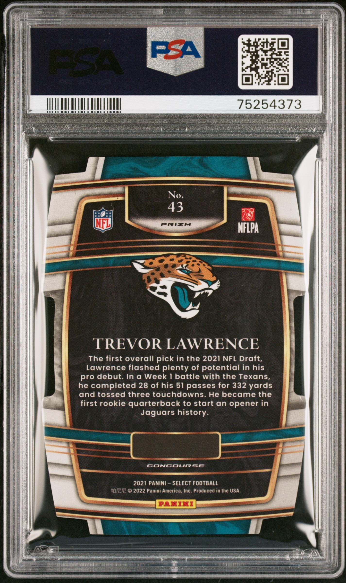 2021 Panini Select Trevor Lawrence Die-Cut Silver Prizm #43 PSA 9