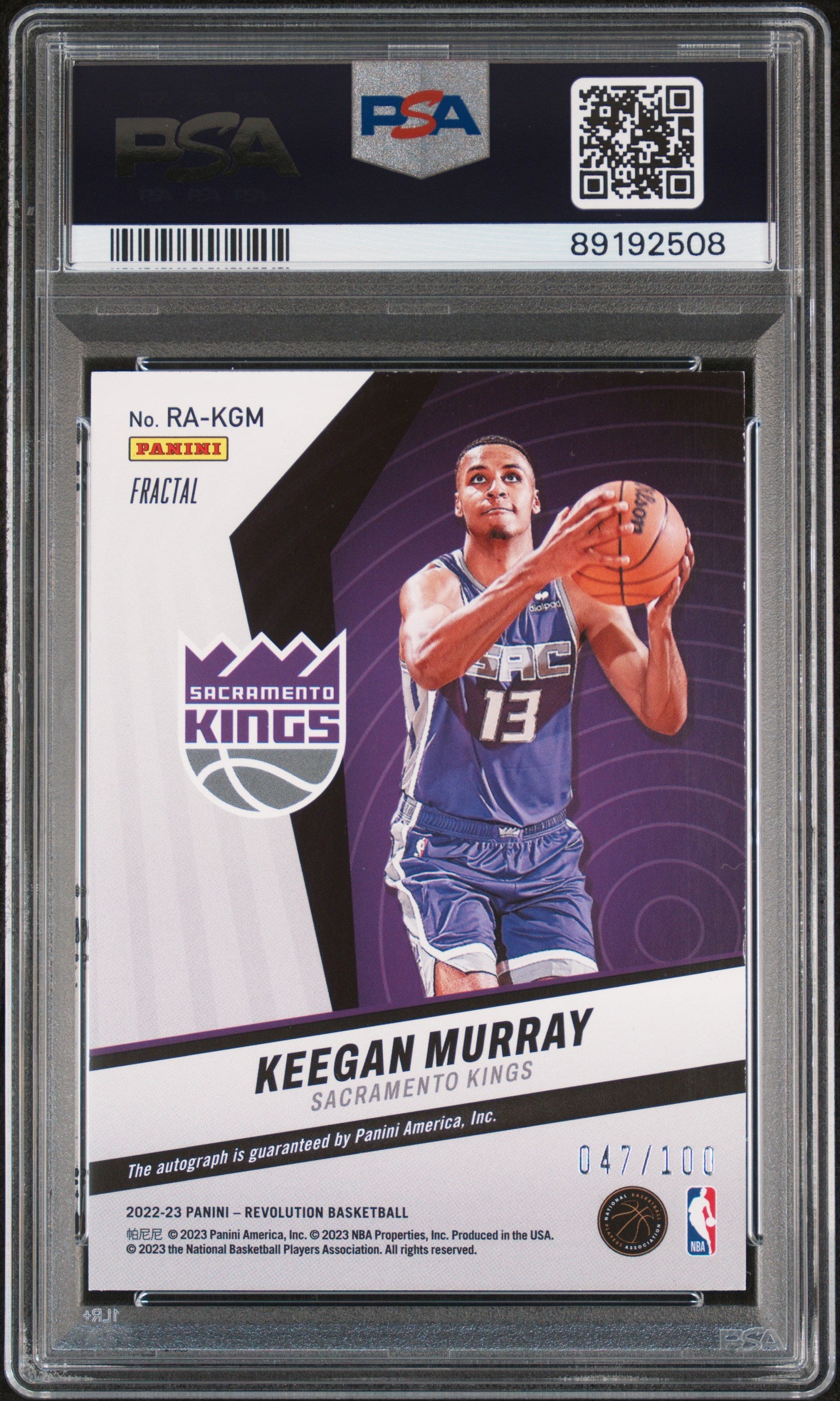 Keegan Murray 2022 Panini Revolution Rookie Auto Fractal /100 #RAKGM PSA 9 RC