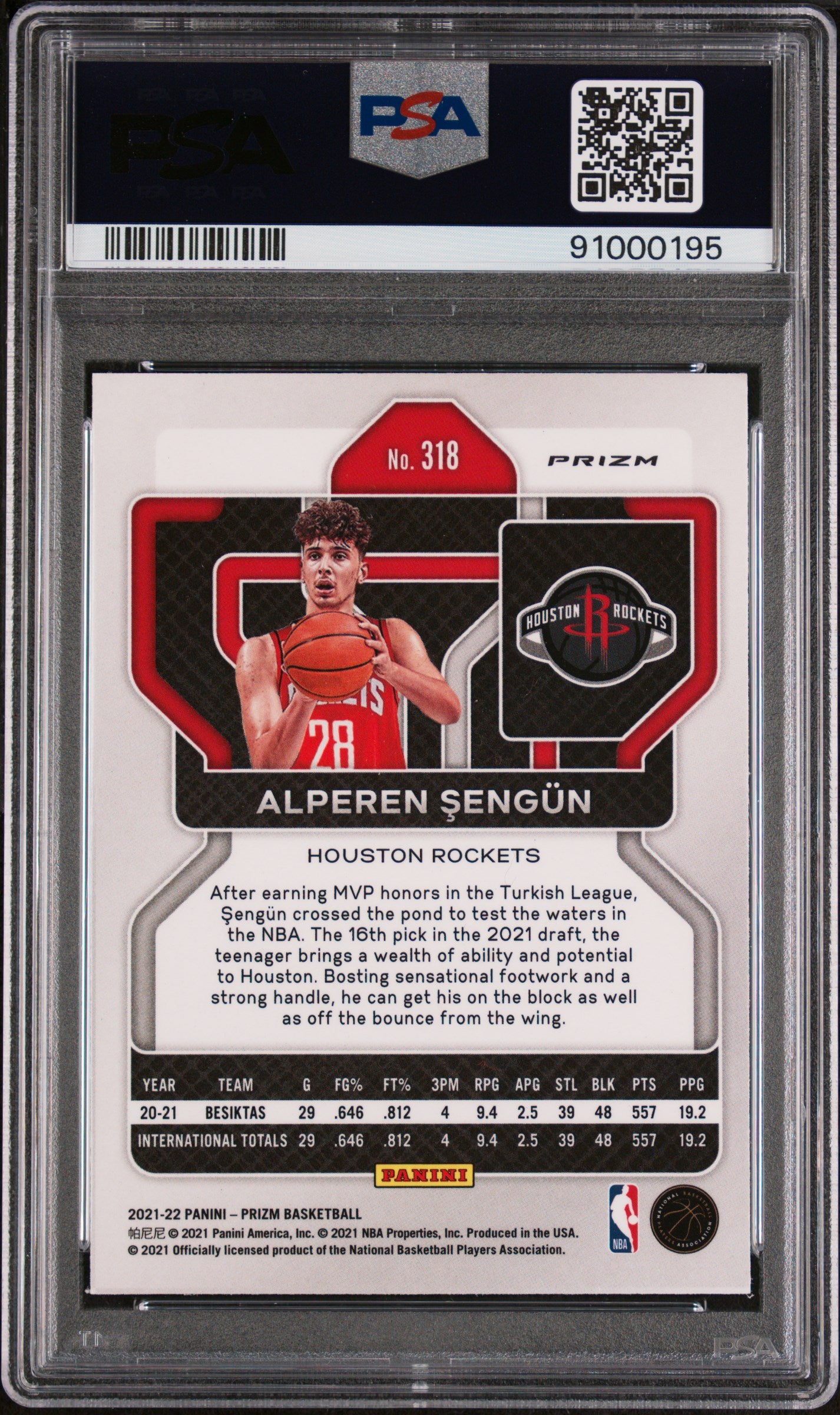 2021 Panini Prizm Alperen Sengun Orange Ice #318 RC PSA 10