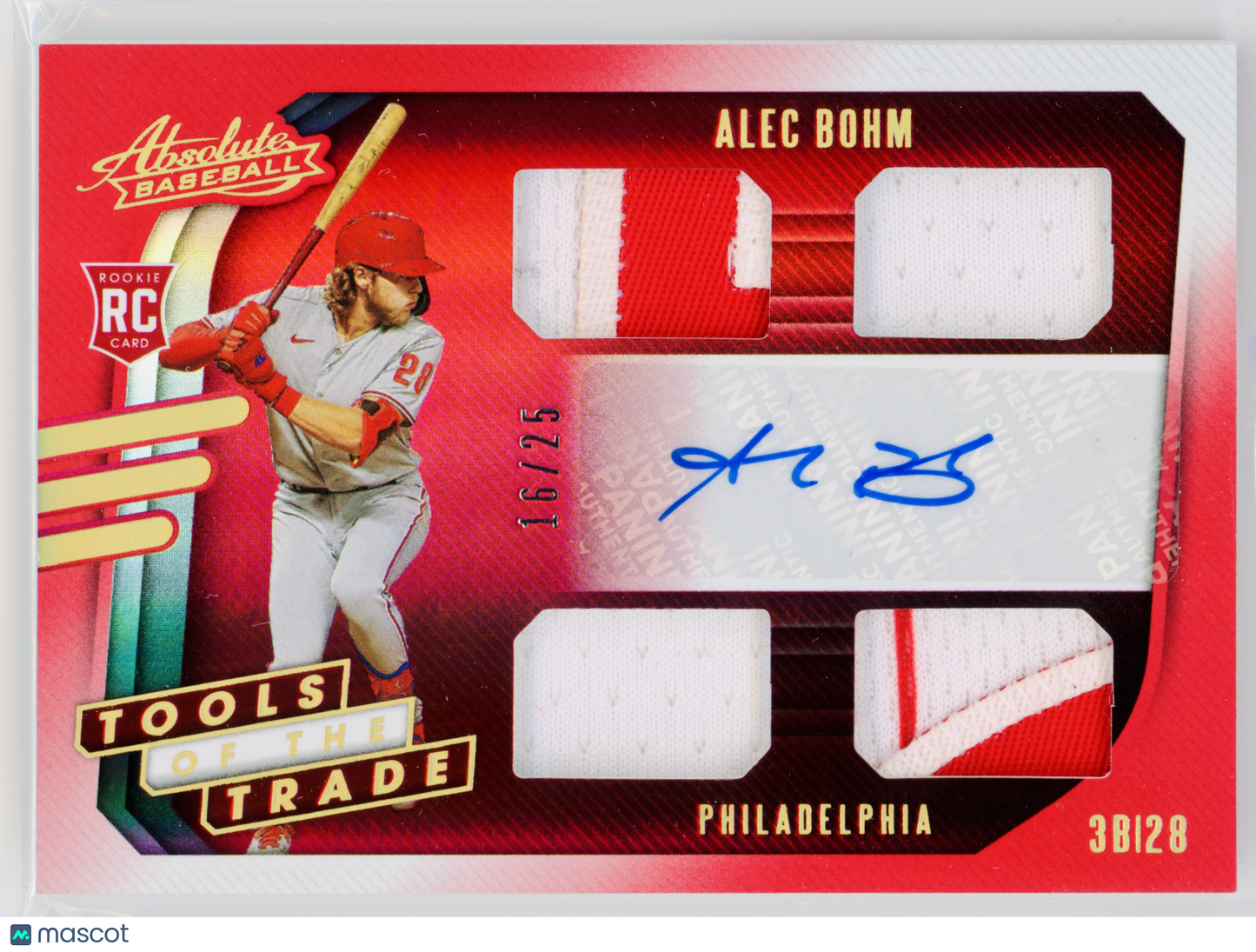 2021 Panini Absolute Alec Bohm Tools of the Trade RPA Red /25 RPA #TT4S-AB