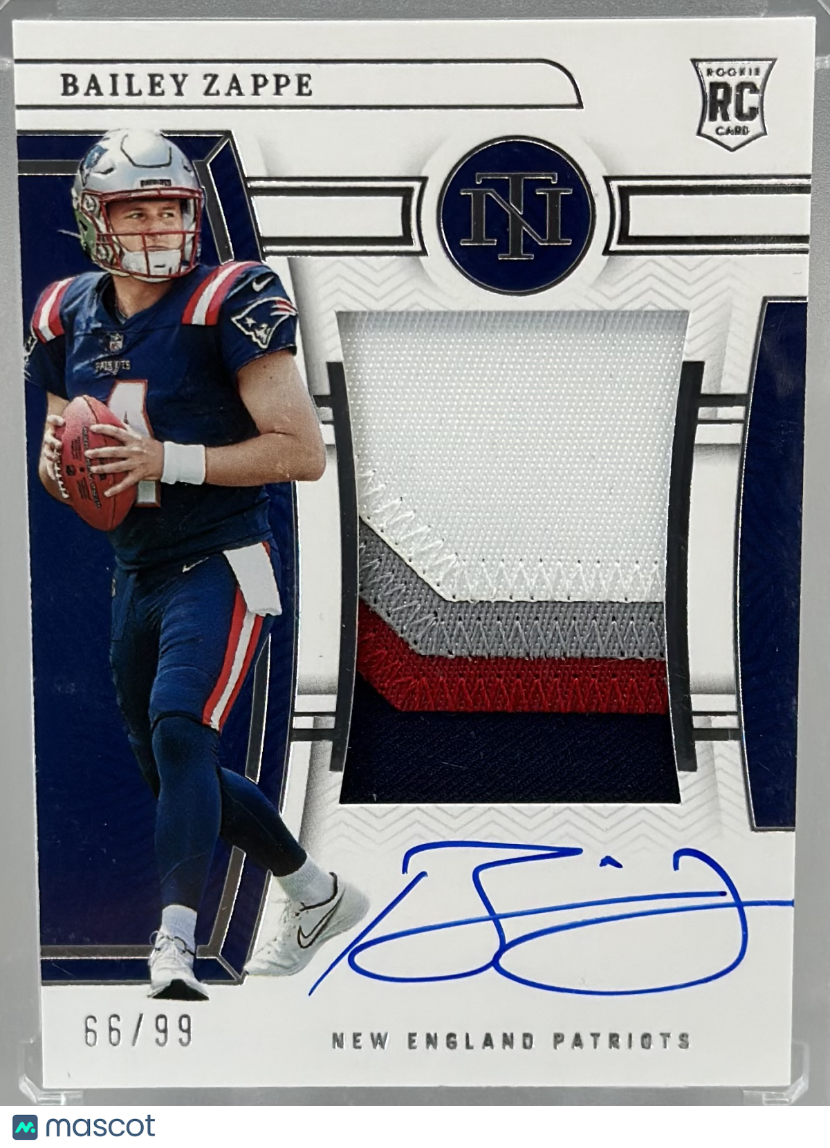2022 Panini National Treasures Bailey Zappe RPA /99 #163