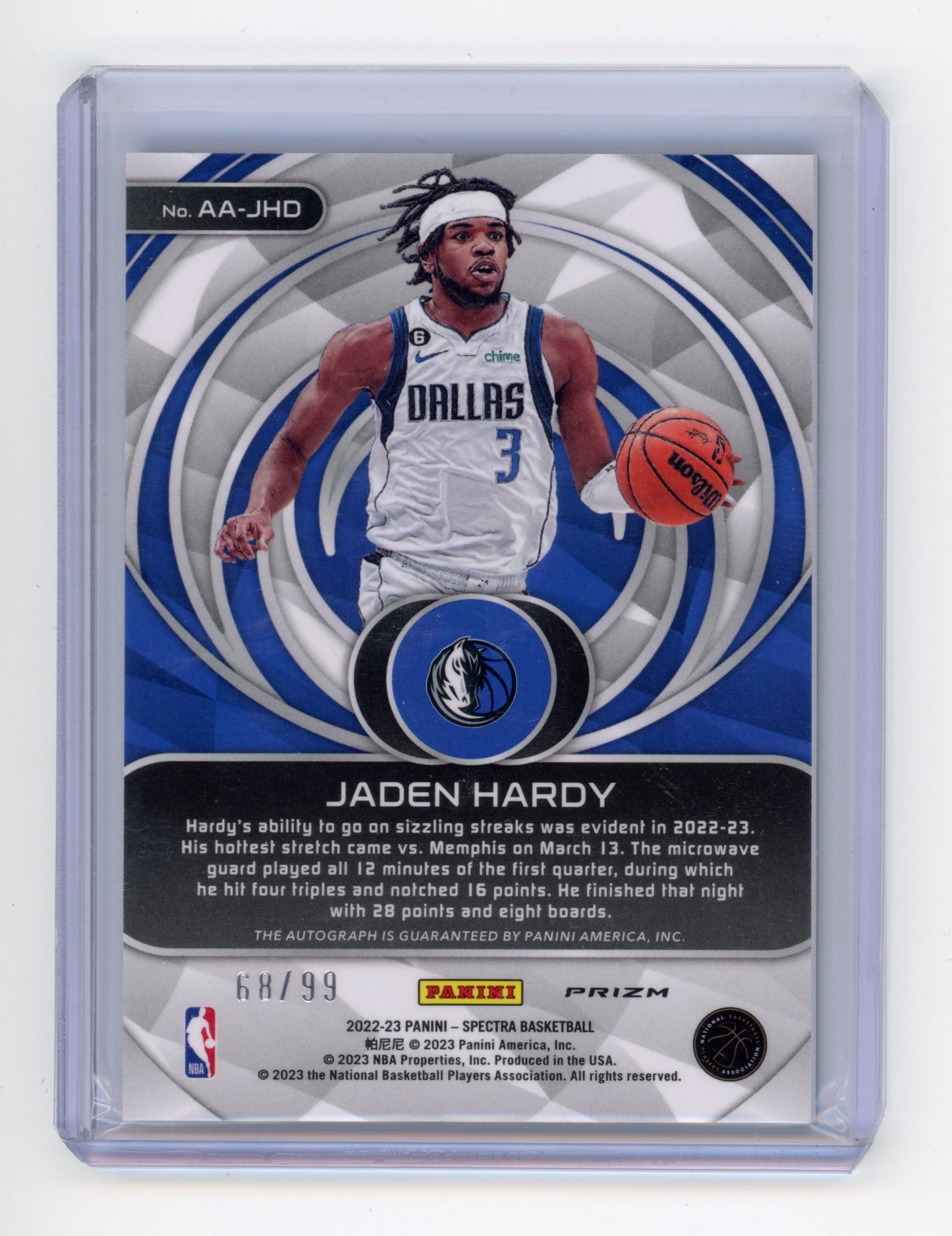 2022 Panini Spectra Jaden Hardy Aspiring Autograph /99 #AA-JHD