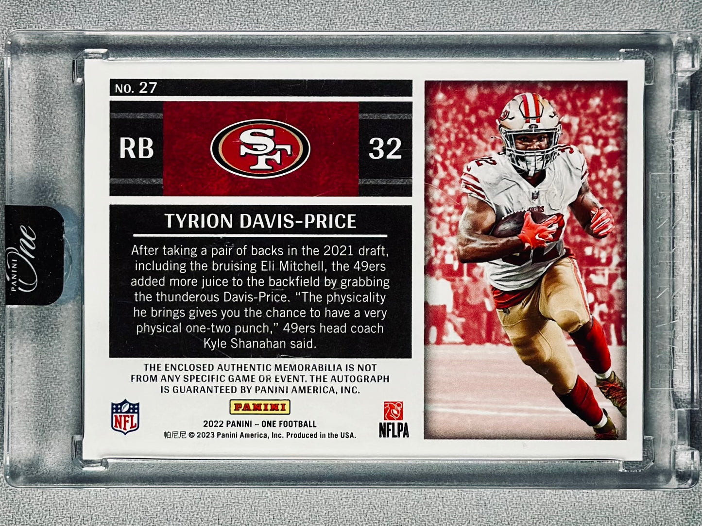 2022 Panini One Tyrion Davis-Price RPA Bronze /49 #27 RC