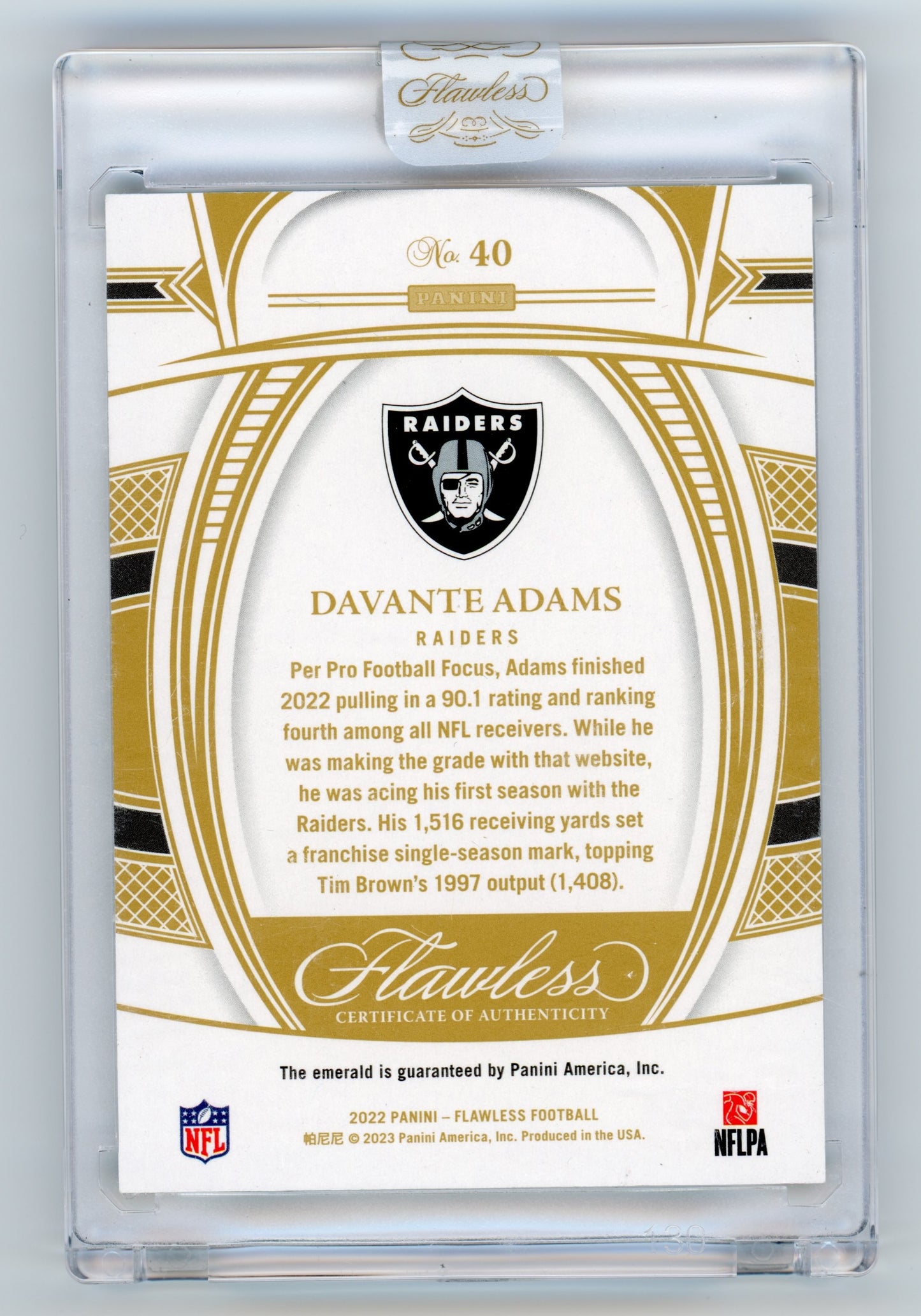 2022 Panini Flawless Davante Adams Emerald #40