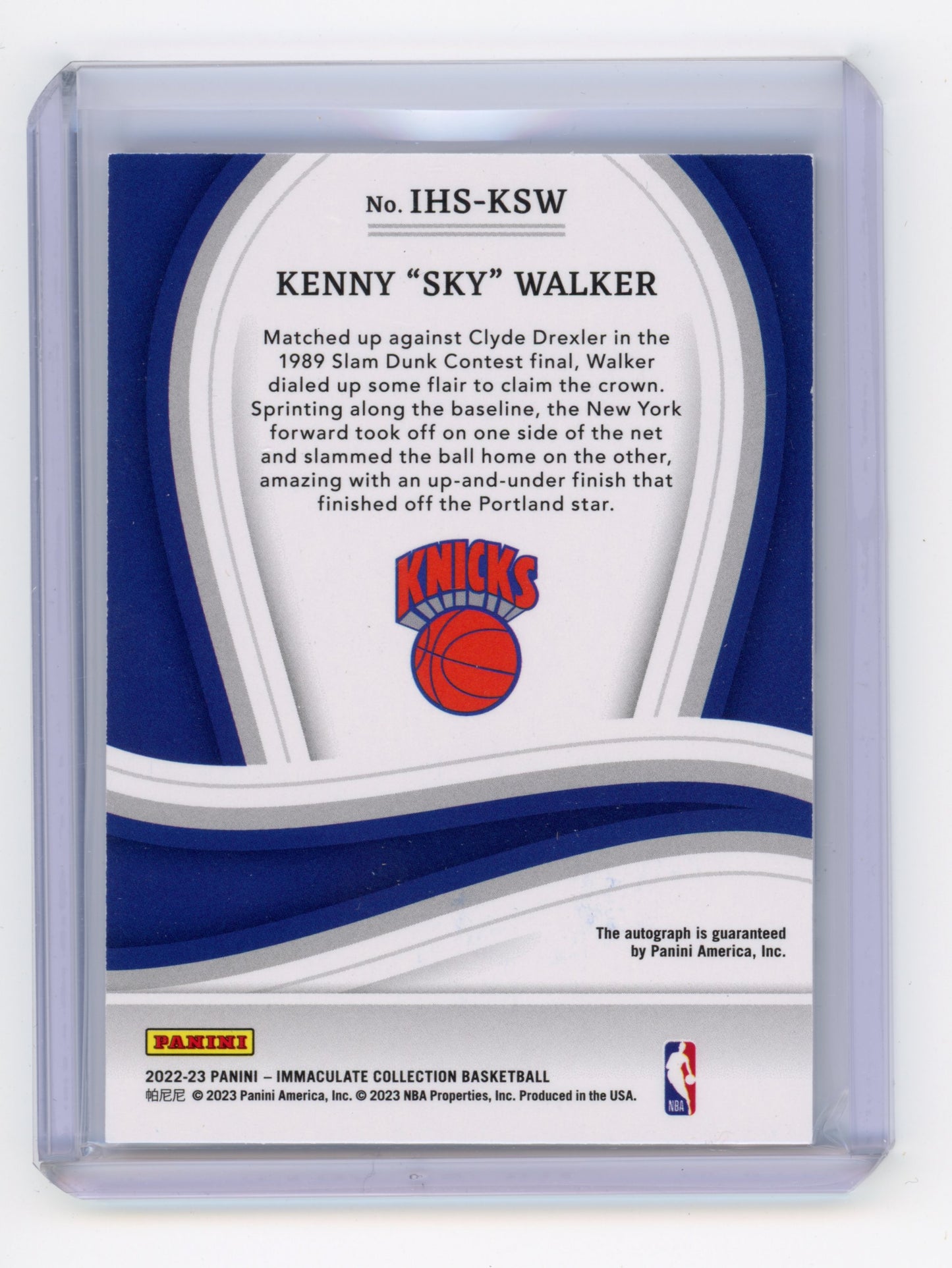 2022 Panini Immaculate Kenny 'Sky' Walker Heralded Signatures 41/99 #IHS-KSW
