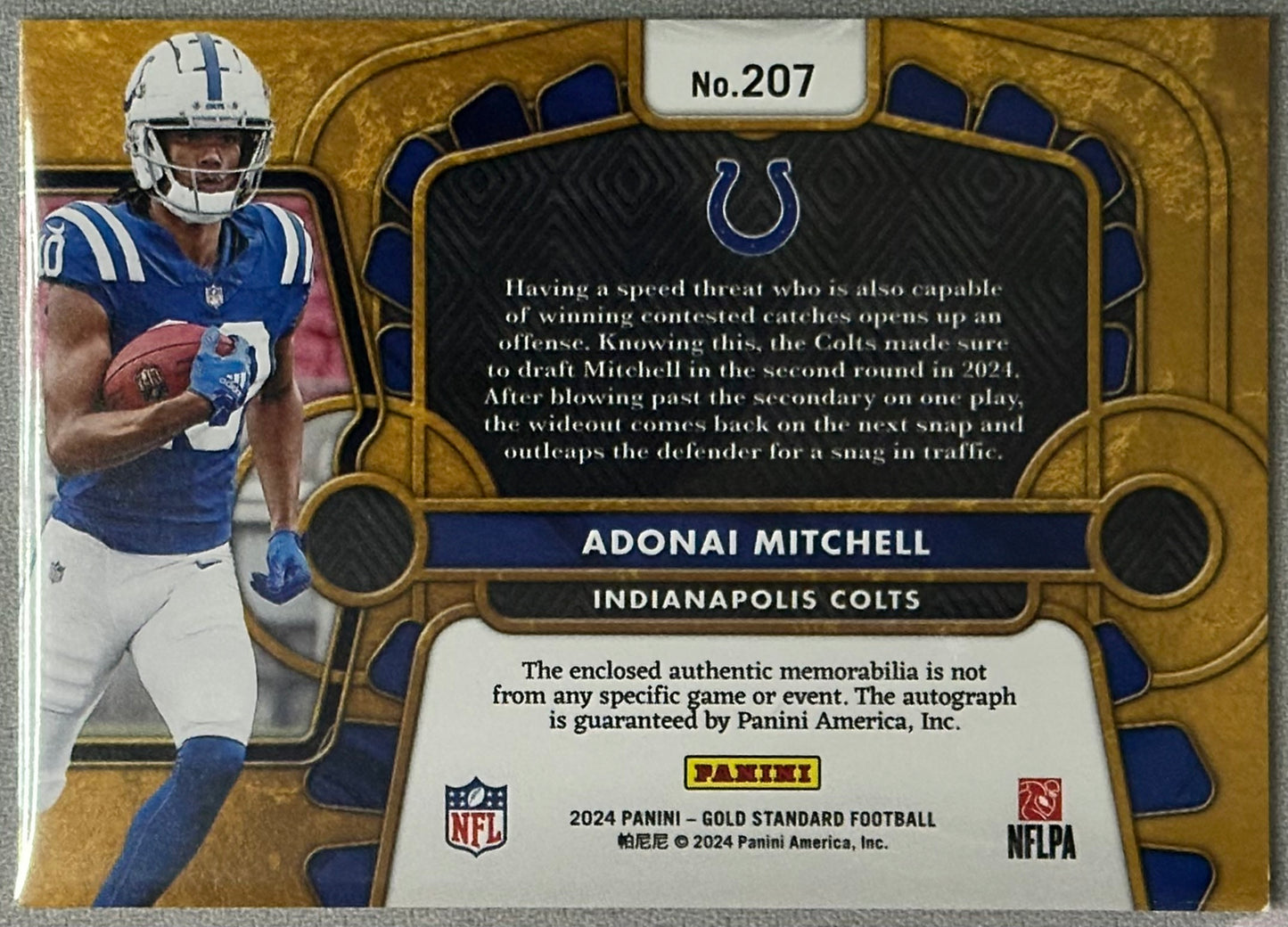 2024 Panini Gold Standard Adonai Mitchell RPA /199 #207
