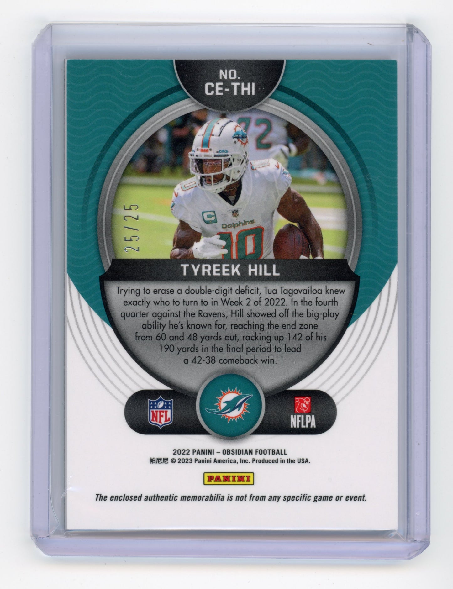2022 Panini Obsidian Tyreek Hill Cutting Edge Yellow 25/25 #CE-THI