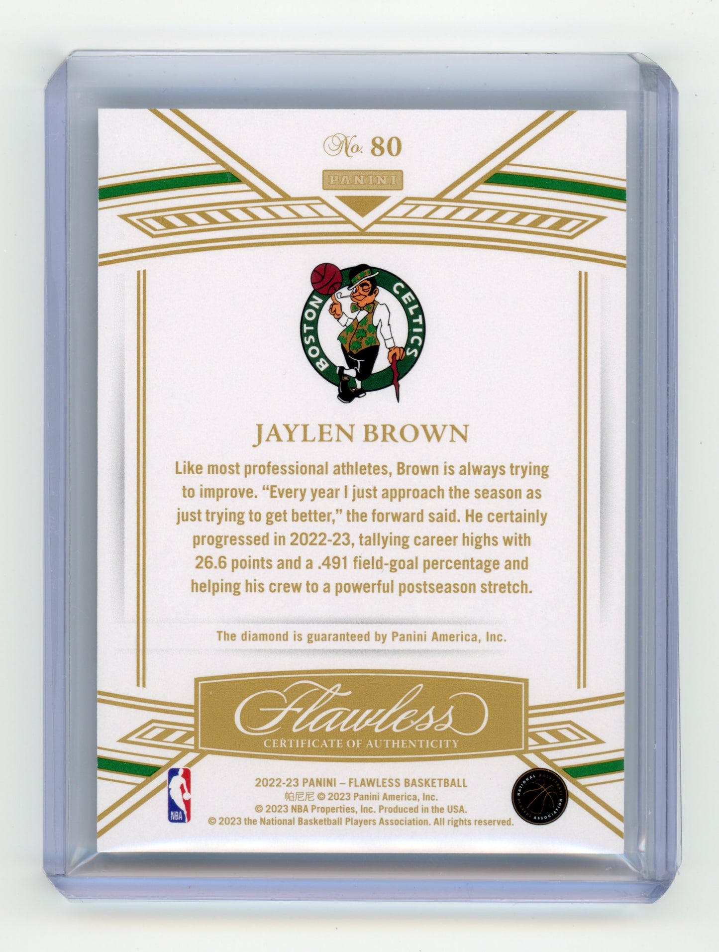 2022 Panini Flawless Jaylen Brown Diamond /10 #80