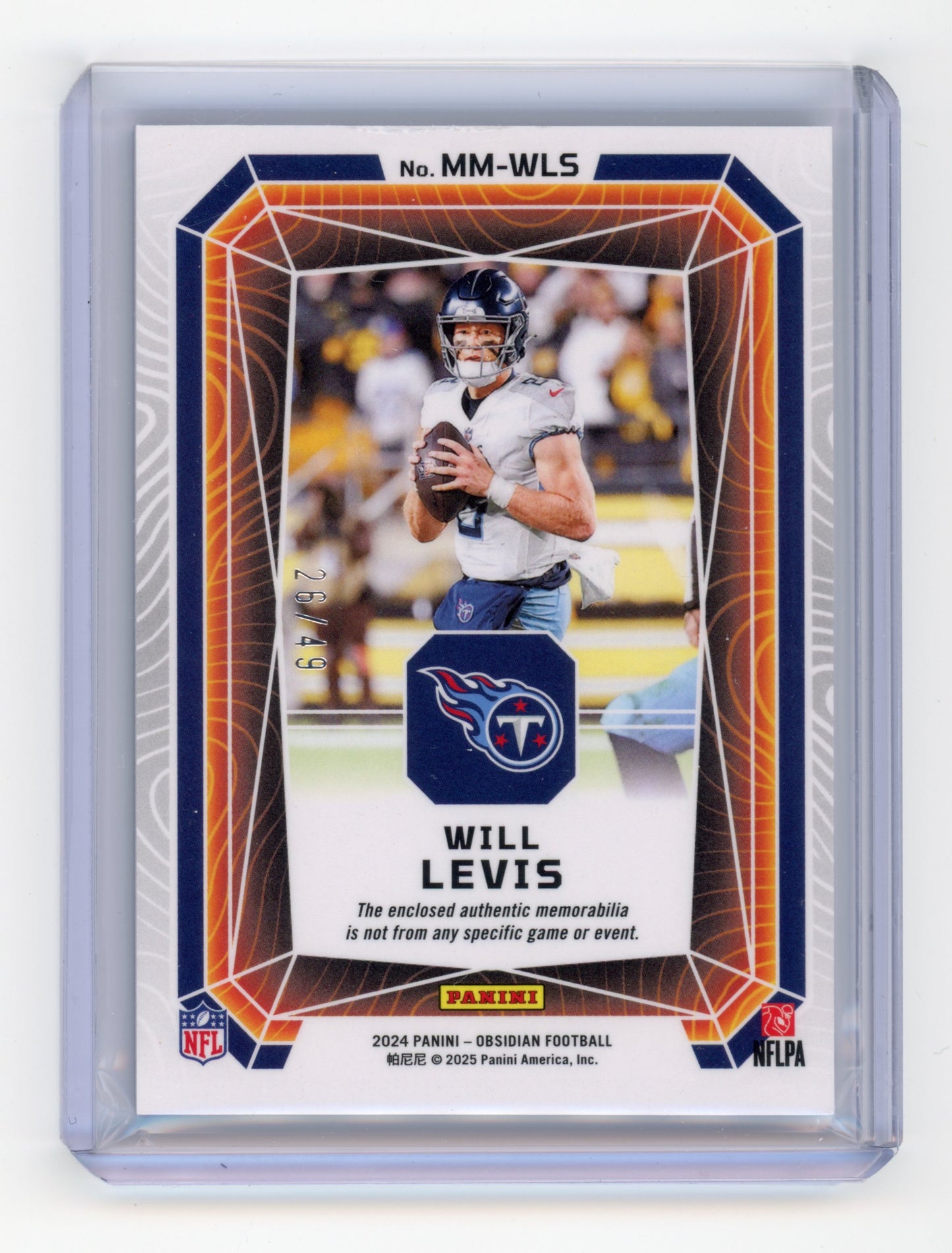 2024 Panini Obsidian Will Levis Magmatic Purple /49 #MM-WLS