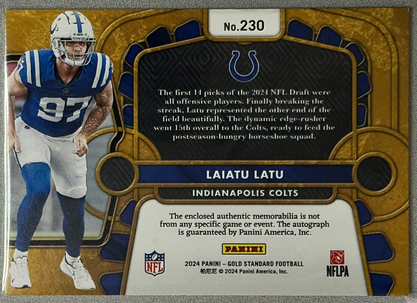 2024 Panini Gold Standard Laiatu Latu RPA /199 #230